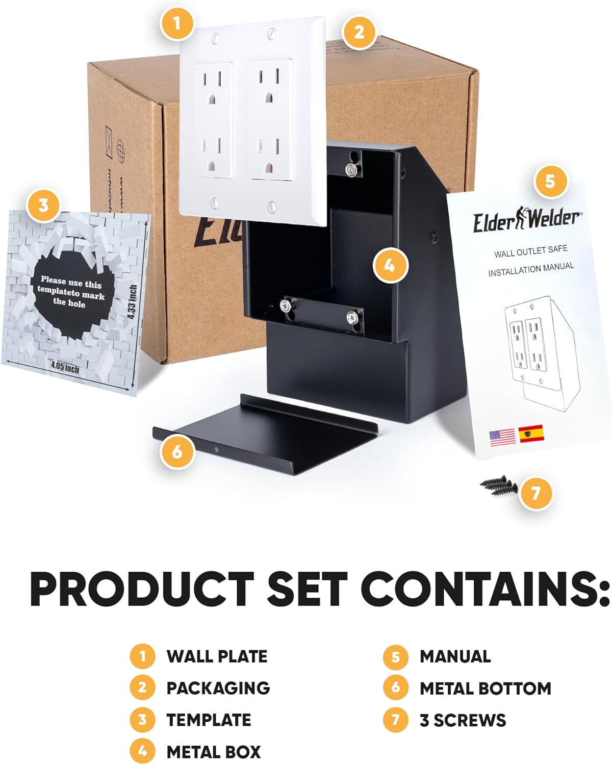 Elder Welder® Electrical Outlet Hidden Wall Safe | 100% Real Wall Plate Included | Easy to Install | Hidden Safe for Money | Wall Safes Between Studs | Secret Storage | Invisible Safe