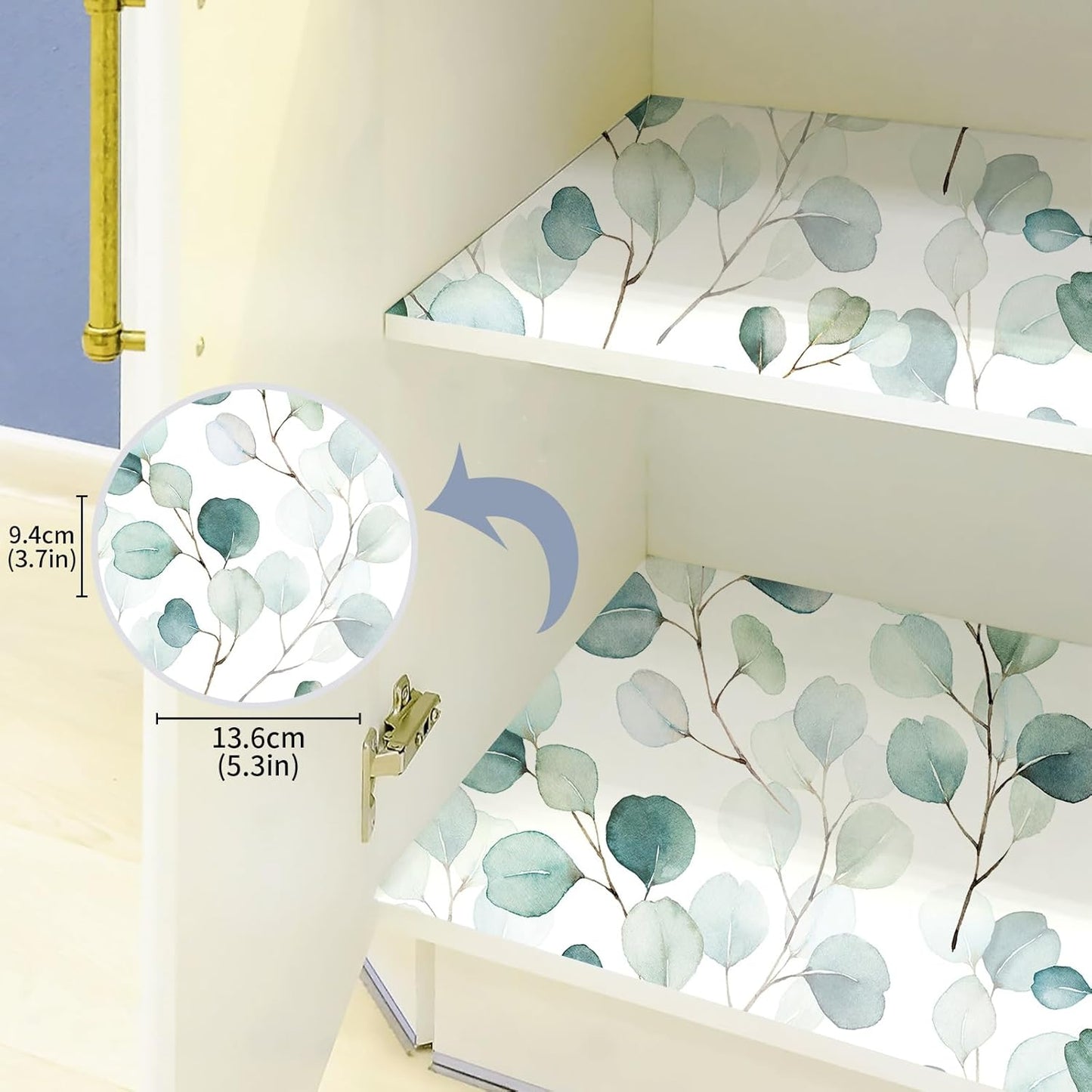 HAOKHOME Shelf Liner and Cabinet Liner Boho Leaf, Self-Adhesive Drawer Liners, Peel and Stick Contact Paper for Kitchen Cabinets and Cupboard, Bathroom Drawers, Green/White 17.3in x 6.5ft