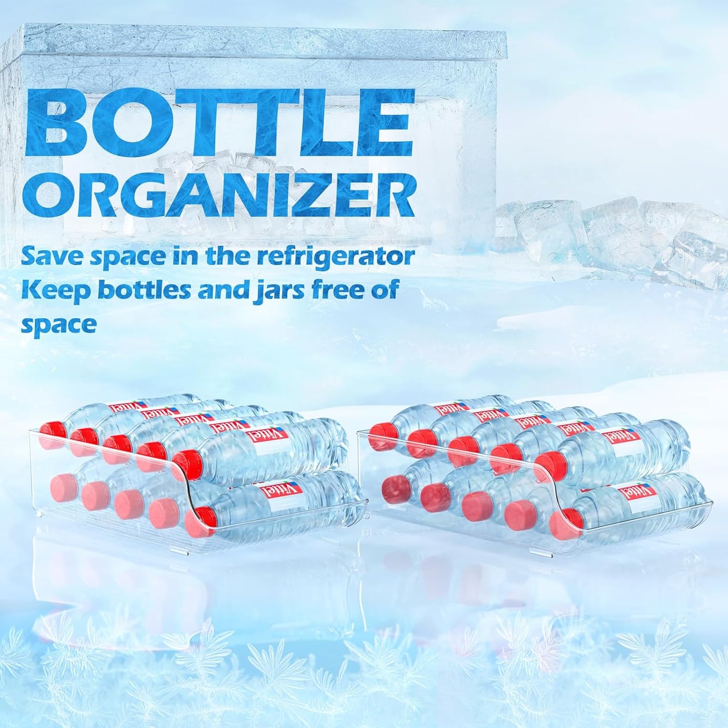 Water Bottle Soda Drink for Fridge,Refrigerator Pantry Clear Box Organizer Storge (4 PACK)
