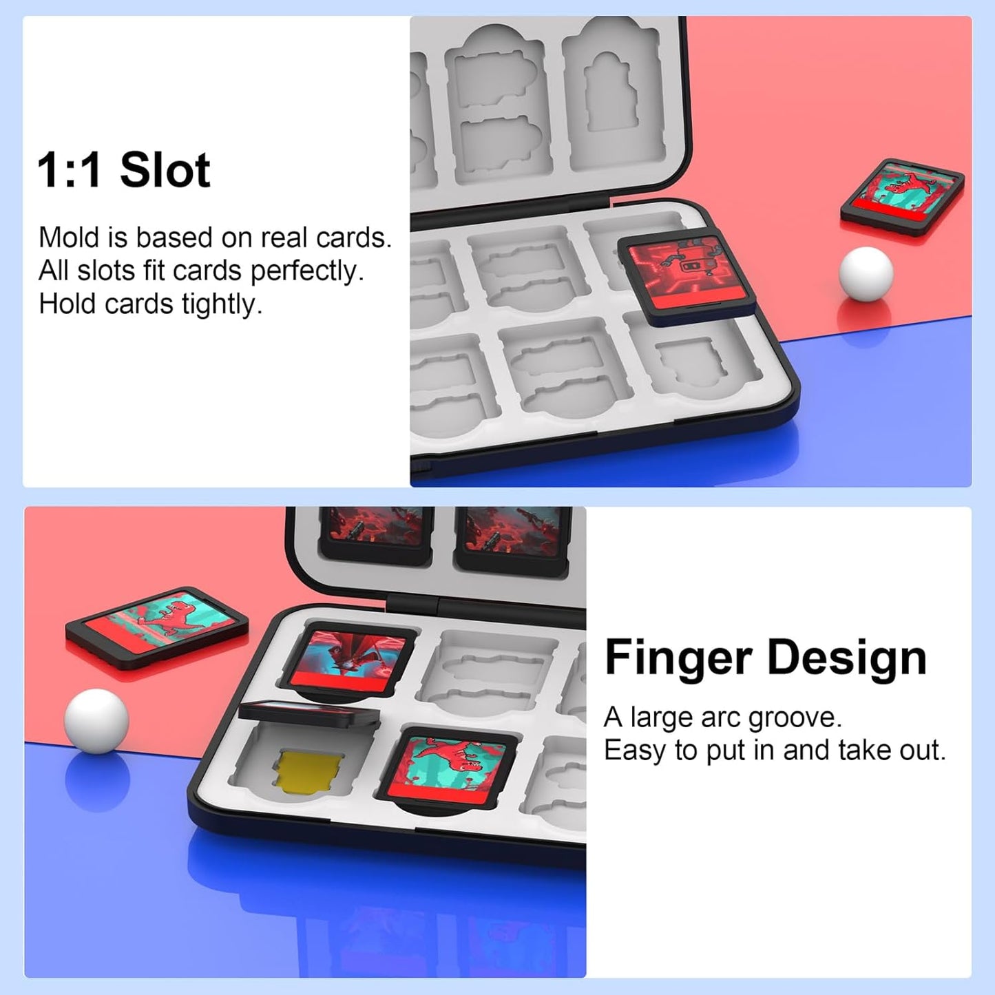 QuoLumPIA 24 Switch Game Card Case for Nintendo Switch 2/OLED/Lite - Holds 24 Cartridges & 40 SD Cards, Compact Storage, Portable Travel Essential, Gift, Hard Shell, Silicone Lining, Magnetic closure