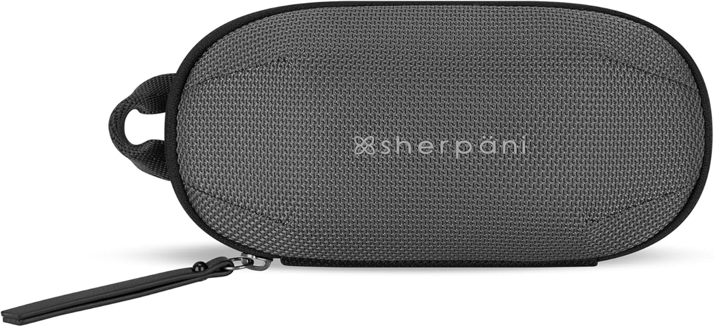 Sherpani Mini Co-Pilot, Travel Cable Bag, Cord Storage Organizer, Small Tech Pouch, Accessory Carrying Case, Travel Gift for Women (Granite)
