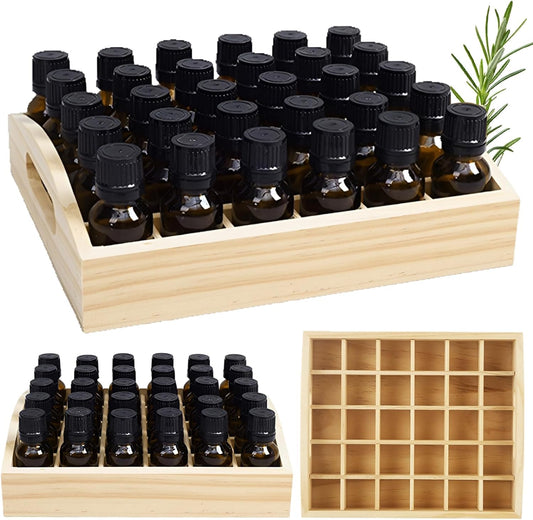 2 PCS Wooden Essential Oil Bottle Storage Box, Essential Oil Holder Detachable Display Organizer Stand, Wooden Storage Box Fits 5-15 Ml Bottles