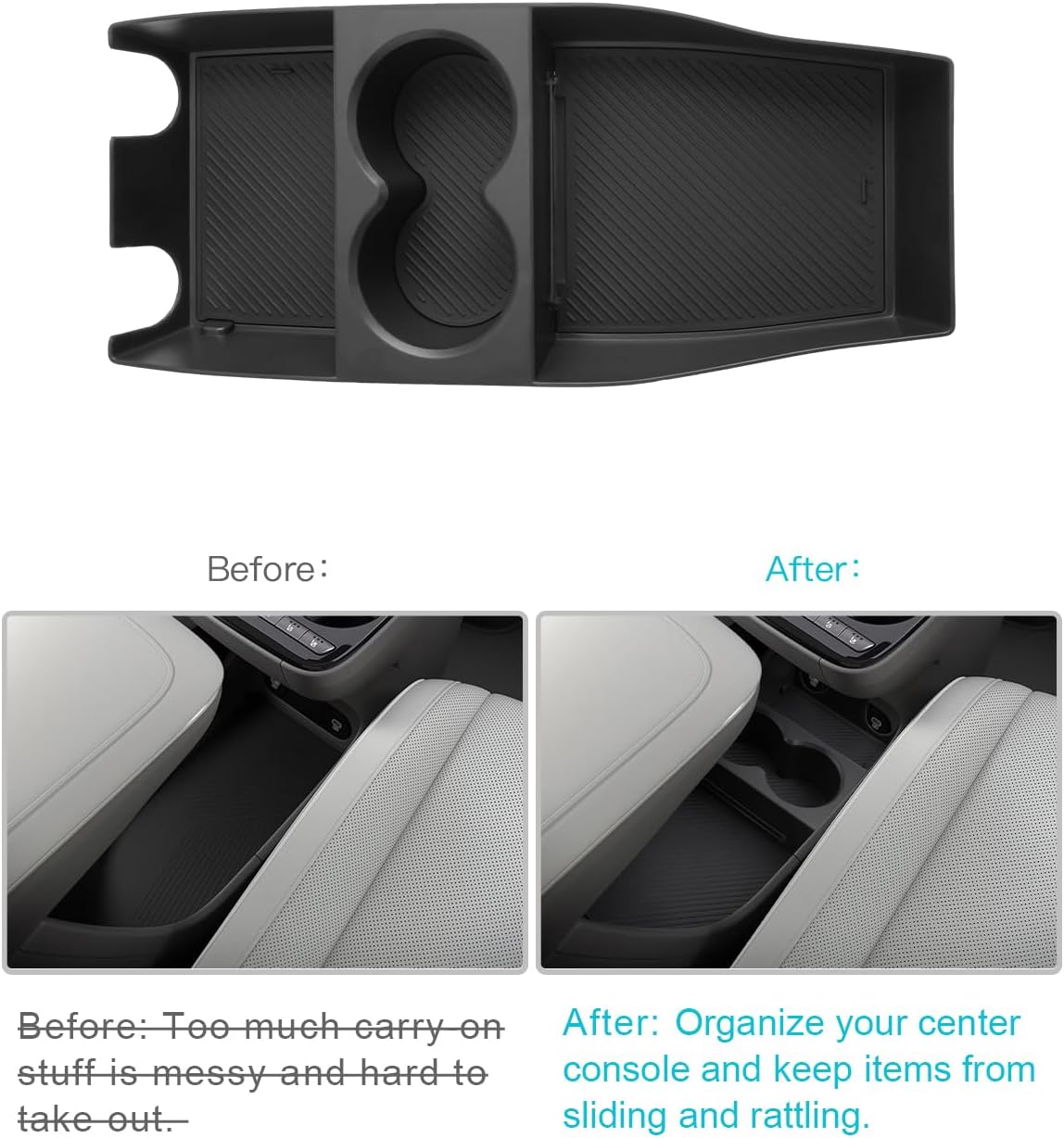 CDEFG for 2025 2026 Hyundai Ioniq 5 Center Console Organizer, for 2025 2026 Hyundai Ioniq 5 Accessories Lower Console Tray 2025 2026 Ioniq 5 Floor Console Storage Box(Not for Ioniq 5 N)