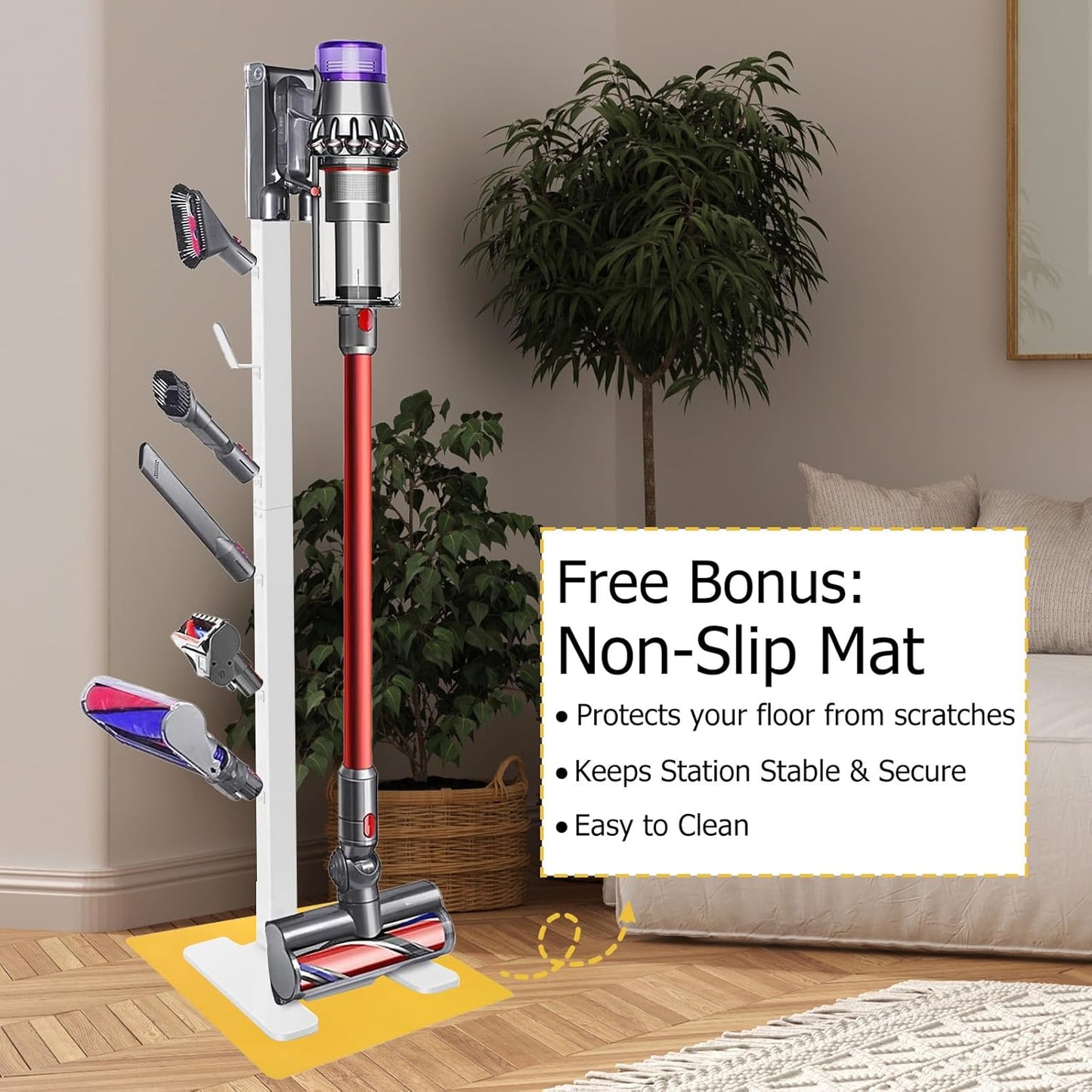 Vacuum Stand for Dys,Storage Stand Docking Station Holder,Compatible with Dys V15 V11 V10 V8 V7 V6 Cordless Vacuum Cleaners Accessories,Stable Metal Bracket Organizer Rack (White,6 Racks)
