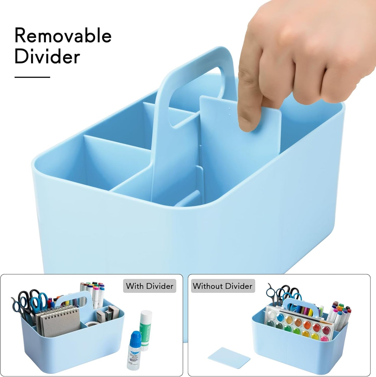 Tiawudi Multipurpose Caddy Organizer, Plastic Caddy with Handle, Stackable Desk Organizer for Stationery, Marker and Pencil, Office Supplies Organizer, Dorm Caddy
