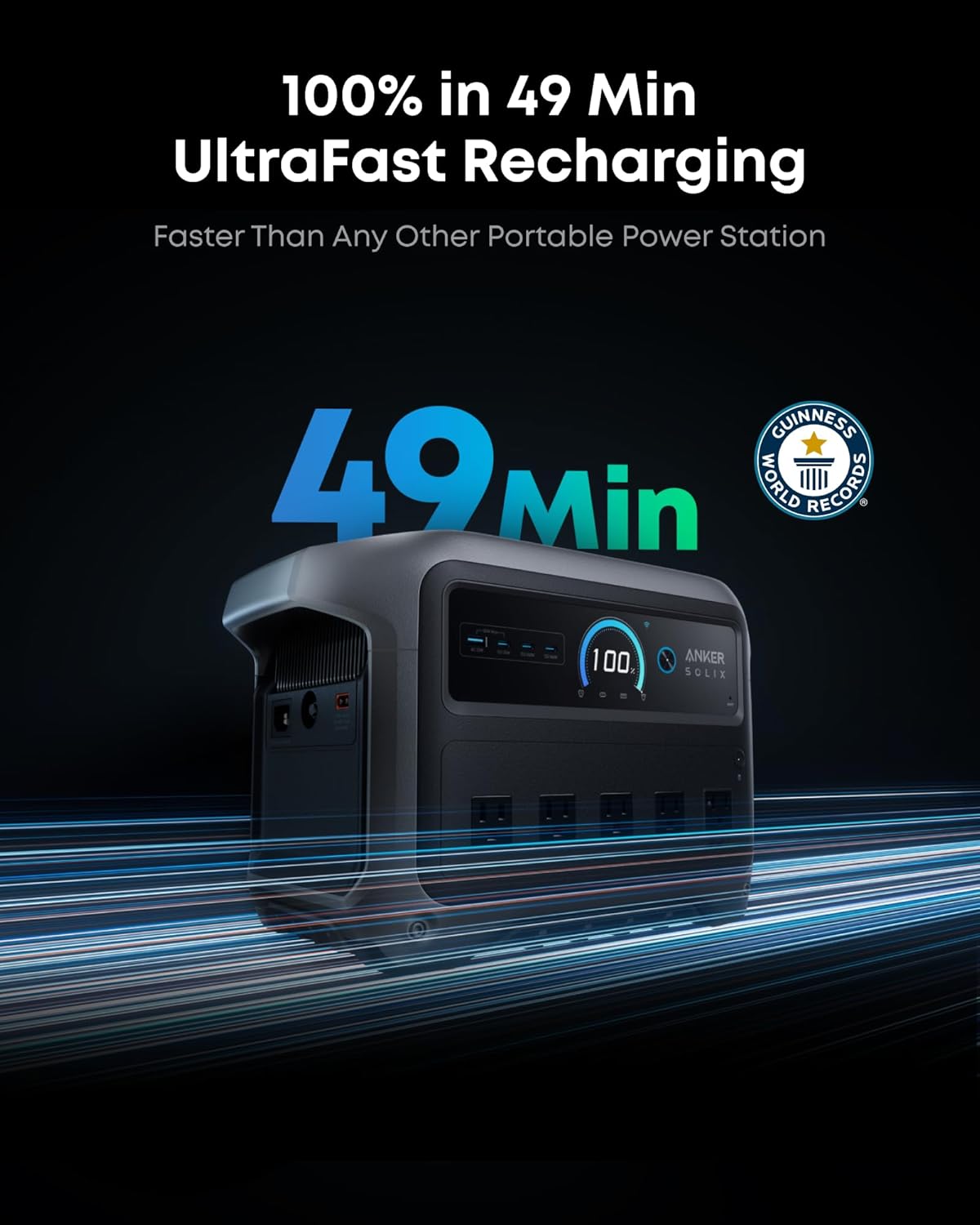 Anker SOLIX C1000 Gen 2 Portable Power Station with 400W Solar Panel, 2,000W (Peak 3,000W) Solar Generator, Full Charge in 49 Min, 1,024Wh LiFePO4 Battery for Home Backup, Power Outages, and Camping