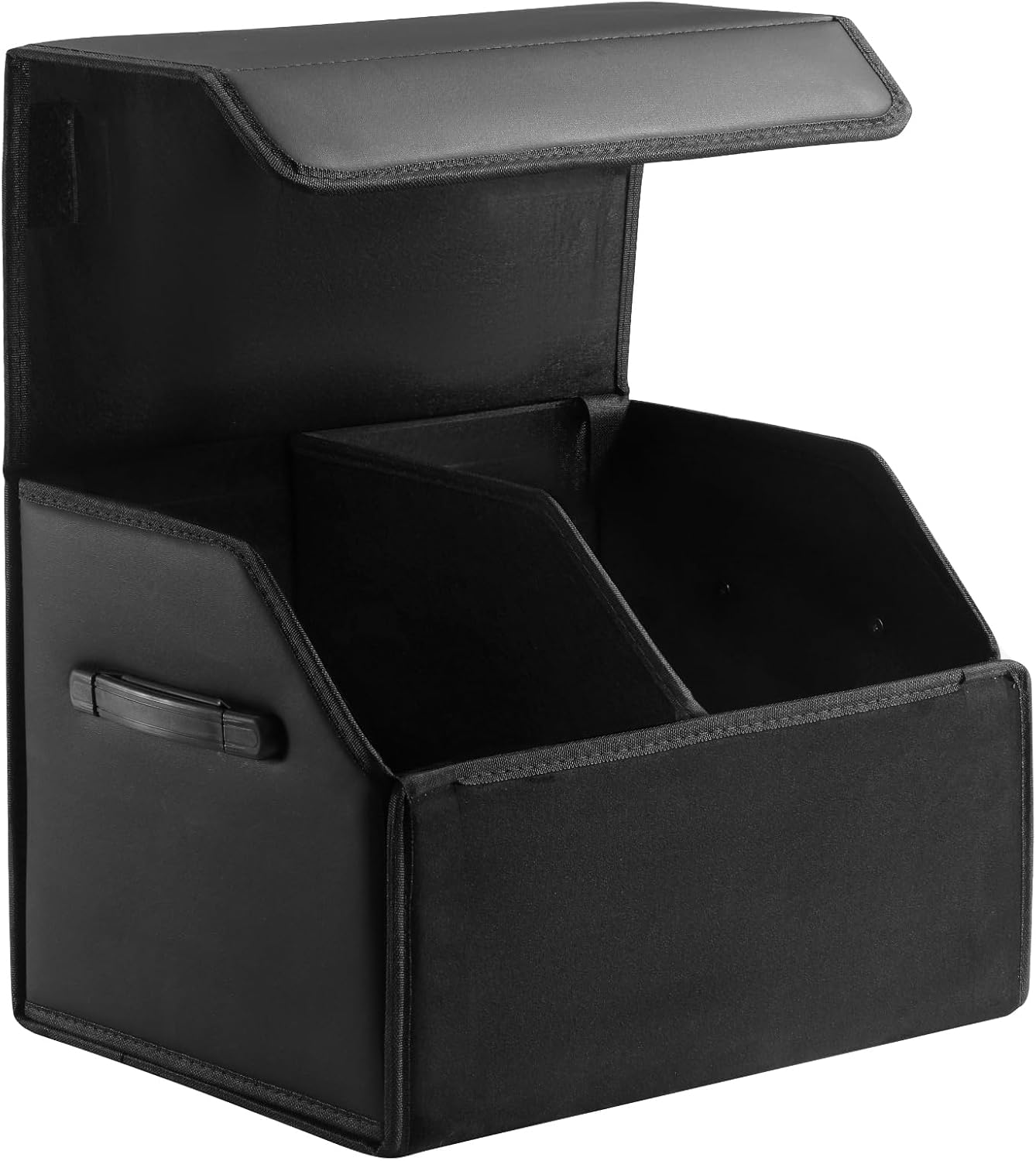 Car Organizers for Trunk for Suv Sedan, Leather Storage Box,Magnetic Lid,Collapsible and Adjustable,16.5 inches
