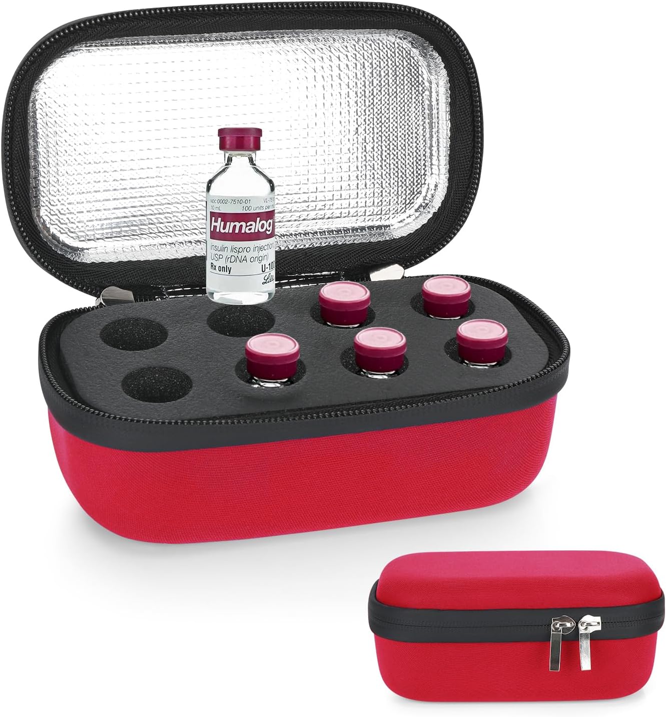 YOUSHARES Insulin Fridge Holder Storage Case Organizer, Insulin Vial Organizer Bag Fits Standard 10ml U-100 Vials, Built-in Aluminium Foil | Safe and Reliable Bottle Protector