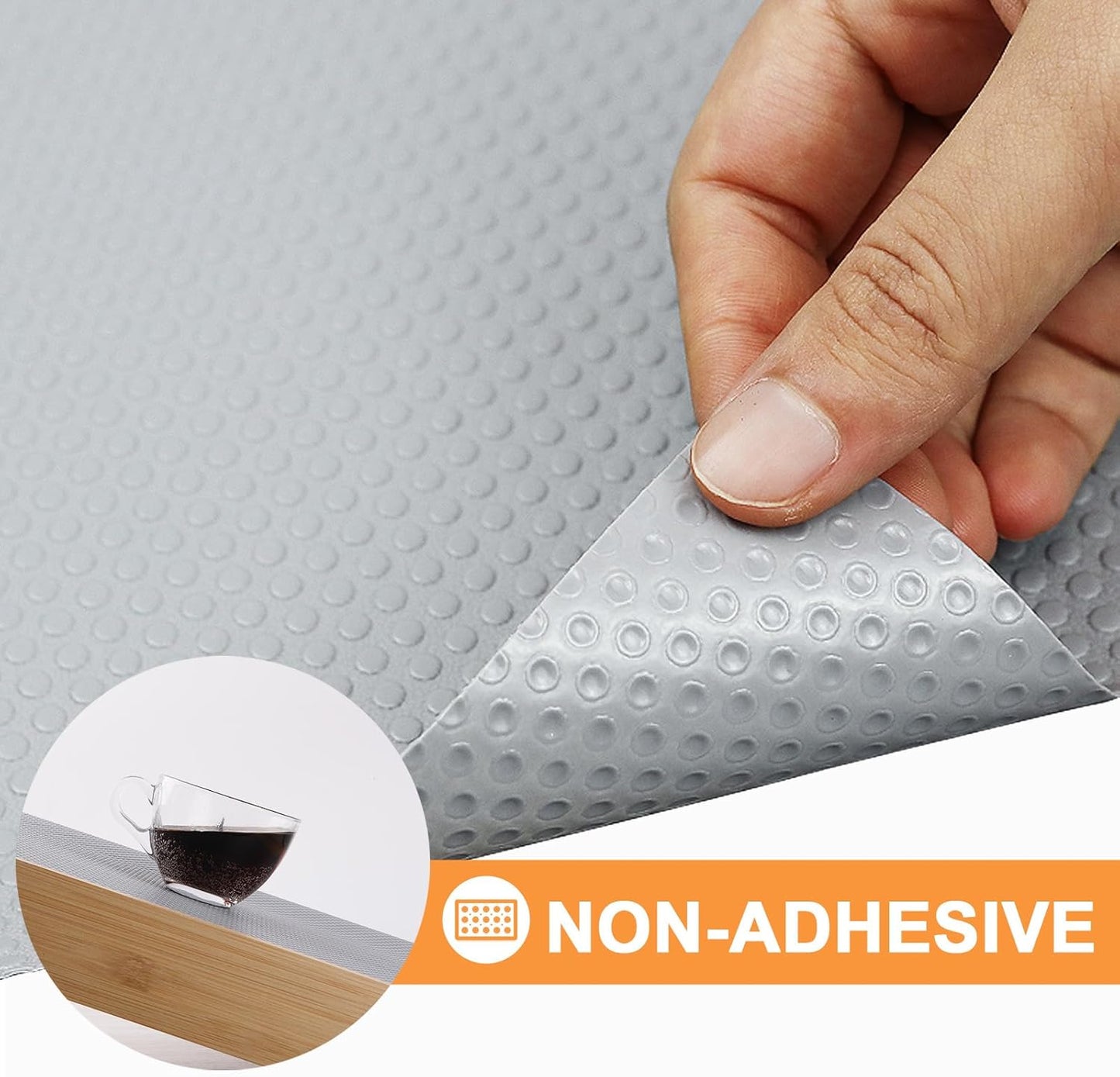 Large Shelf Liners for Kitchen Cabinets: 20 Inch Wide x 300 inch Long Waterproof Under Sink Mat Light Grey - Non-Adhesive Easy to Cut Drawer Liner for Pantry Cupboard
