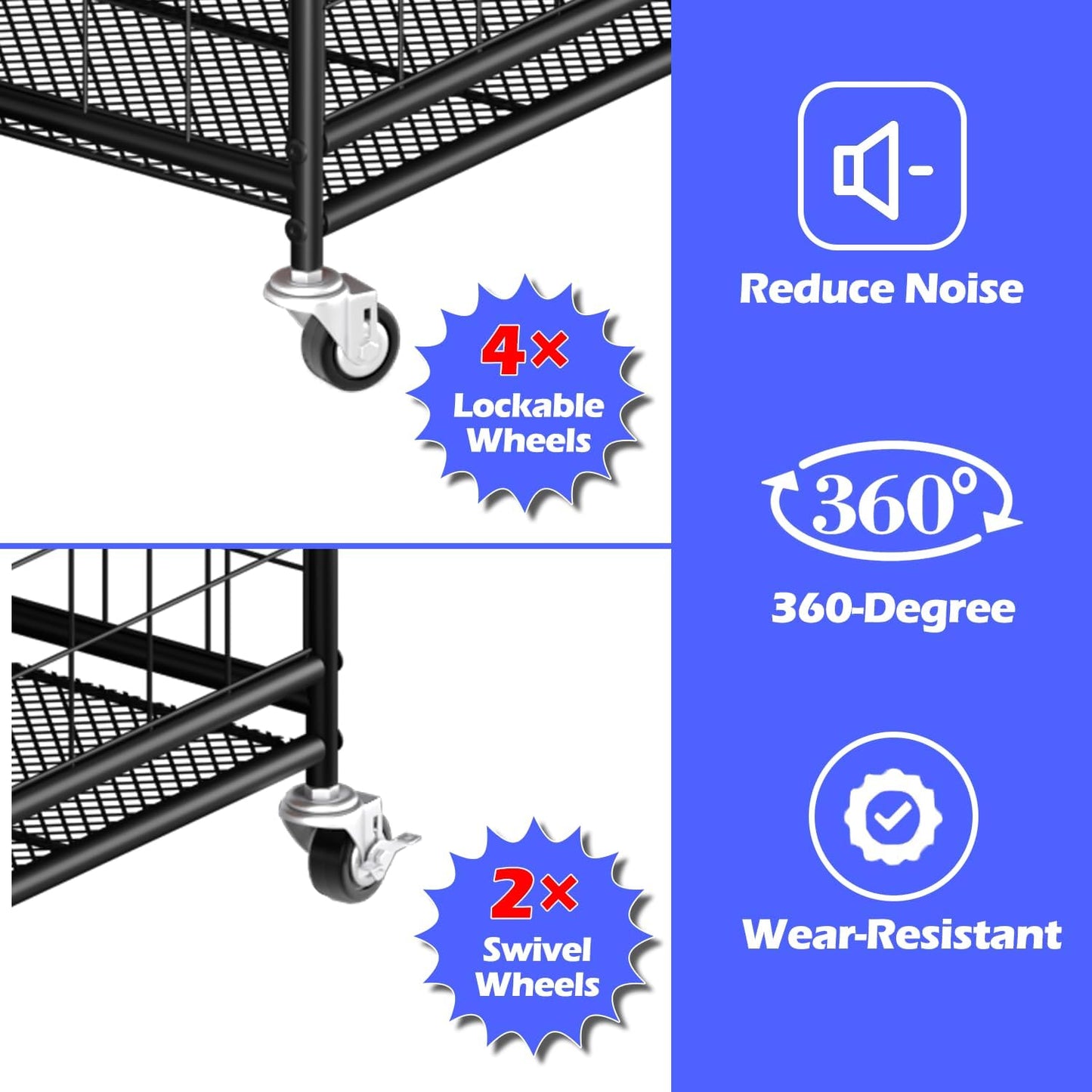 Ball Storage - Basketball Cart With Wheels Garage Volleyball Storage Sport Equipment Holder Organizer For Indoor Outdoor,Metal Storage Rack For Playgroup,Gym And School