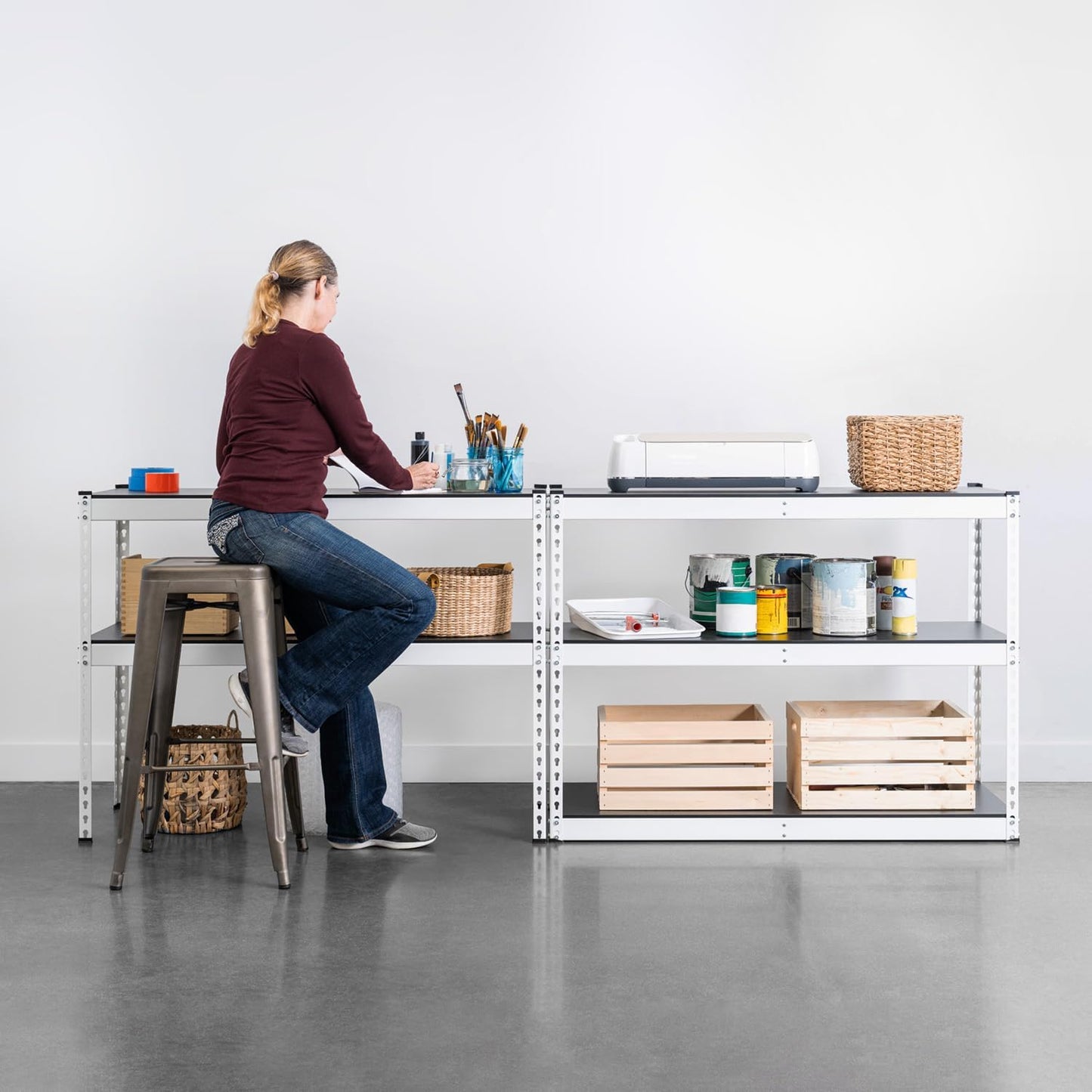 SafeRacks Modular Garage Shelving - 5 Tier Storage Shelves, Tall Metal Rack Shelves for Storage, Heavy Duty Steel Shelf Organizer for Garage, Or Kitchen Pantry (White, 18 x 48 x 72)