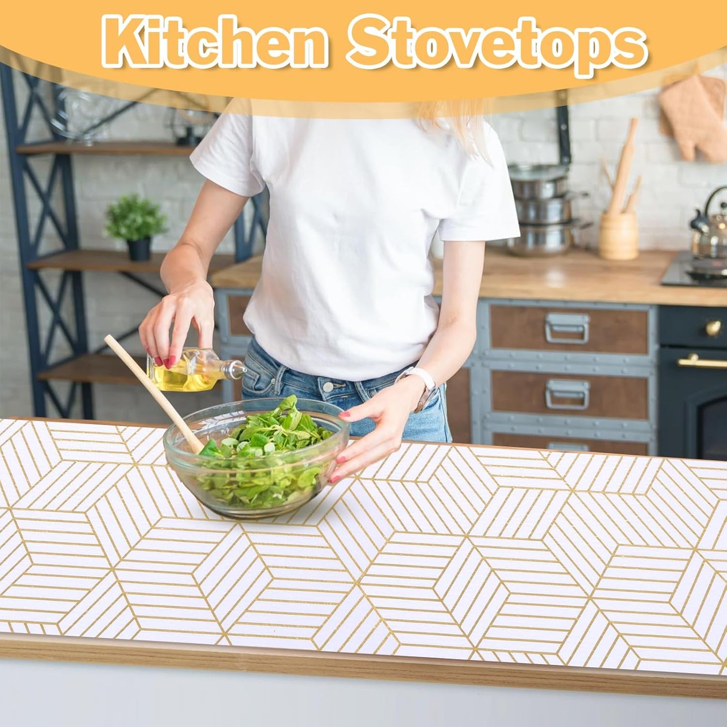 Shelf Liners for Kitchen Cabinets 11.8 x 236.2In Non Adhesive Shelf Liner Paper Non-Slip Thickened Drawer Liner Easy to Clean for Tool Box Refrigerator with Knife and Tape Measure, Gold Geometric