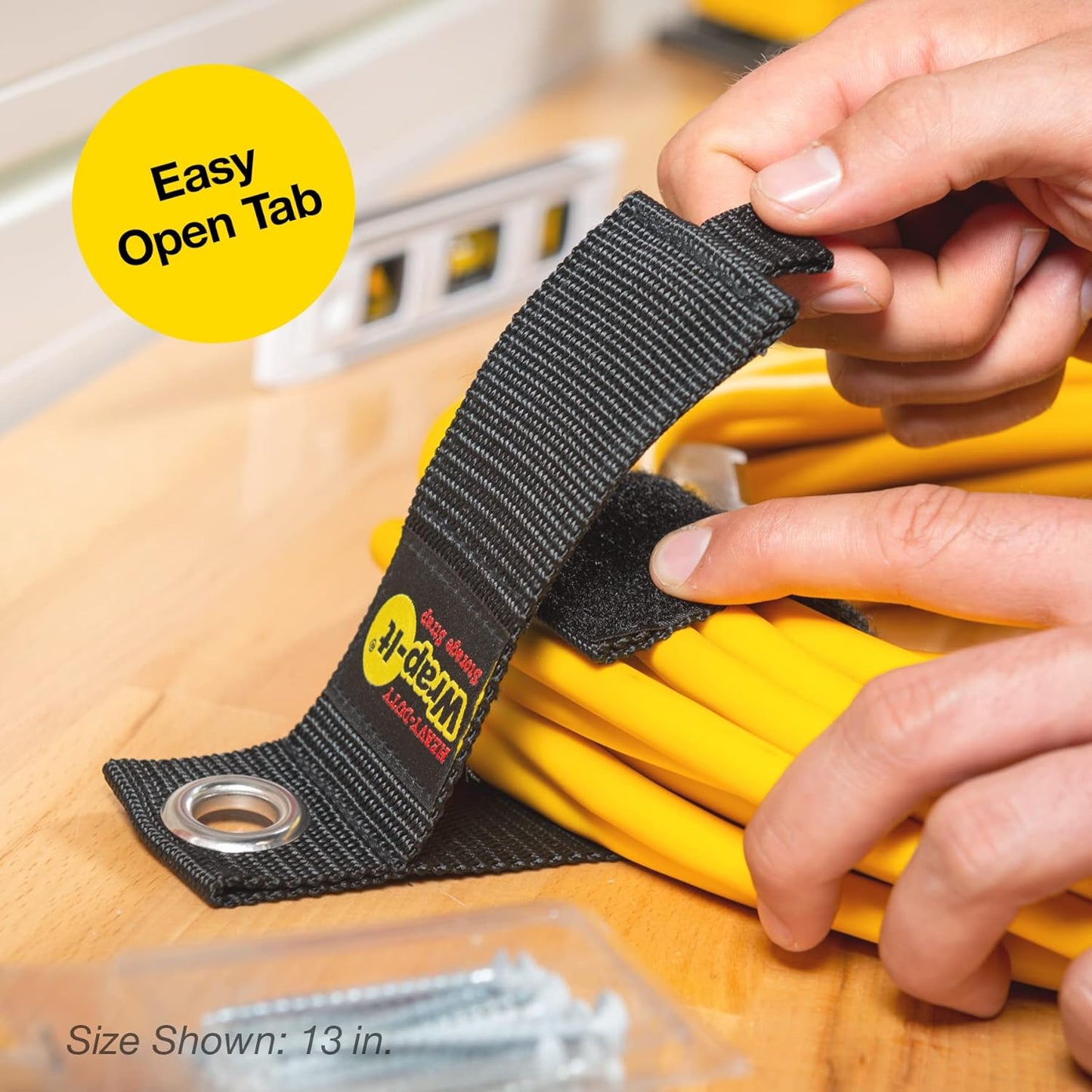 Heavy-Duty Wrap-It Storage Straps - 13" (6-Pack) Silver - Garage Organizer and Extension Cord Hanger for Garage Gadgets
