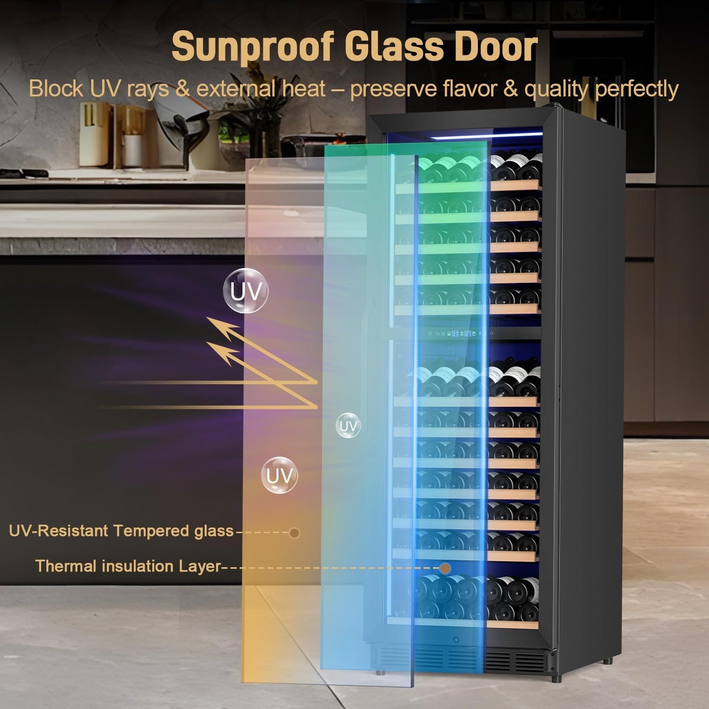 24" Inch Dual-Zone Wine Fridge, Freestanding/Built-in Wine Cooler Refeigerator, Large Capacity Tall Wine Cellar For Wine Collection, Wine Chiller with Safety Lock, Low Noise and Fast Cooling