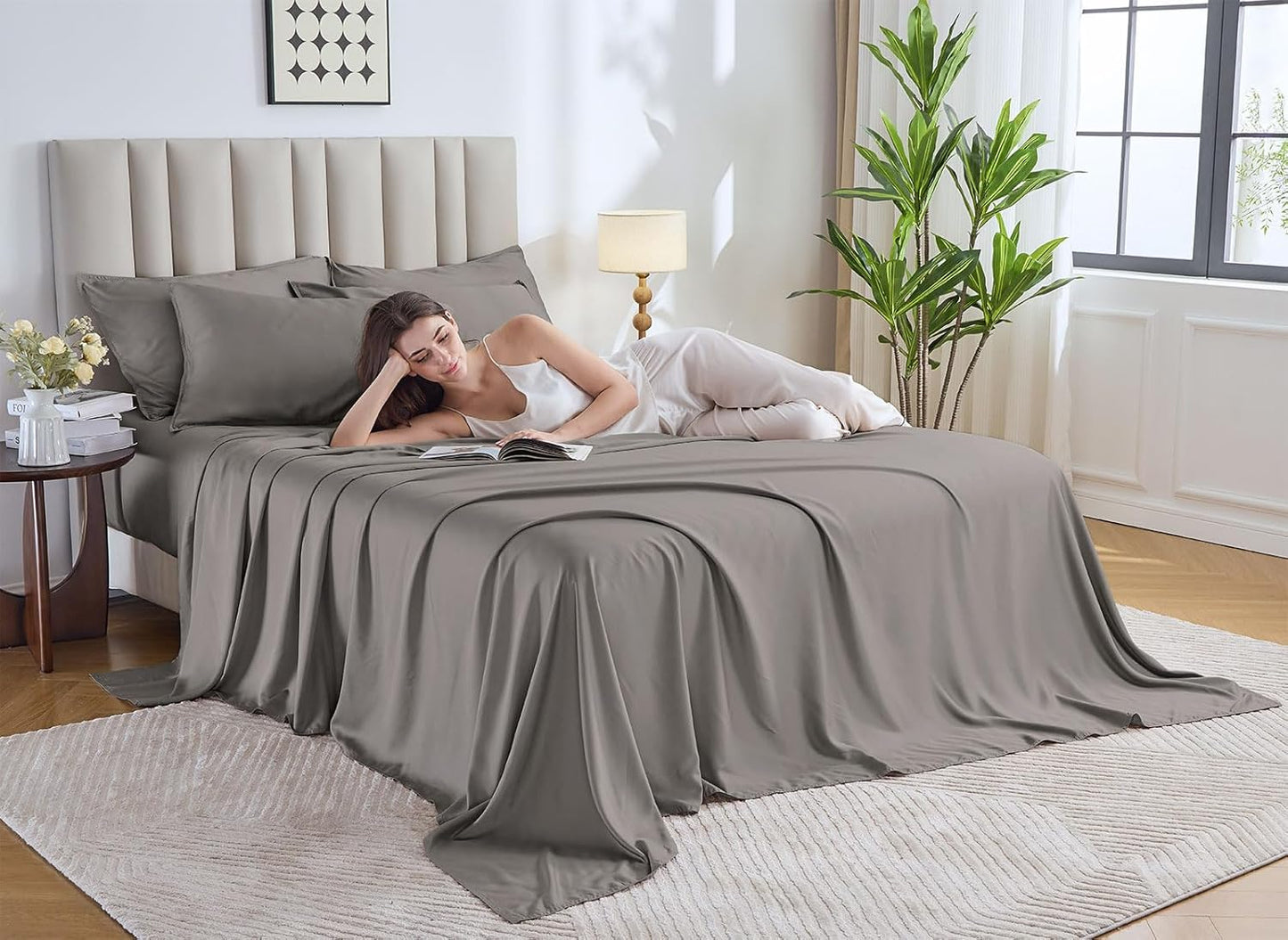 Queen Pillowcases by Pure Bamboo, Genuine 100% Organic Viscose Derived from Bamboo, Luxuriously Soft & Cooling, Double Stitching, Envelope Closure (2 Queen Pillowcases, Graphite)