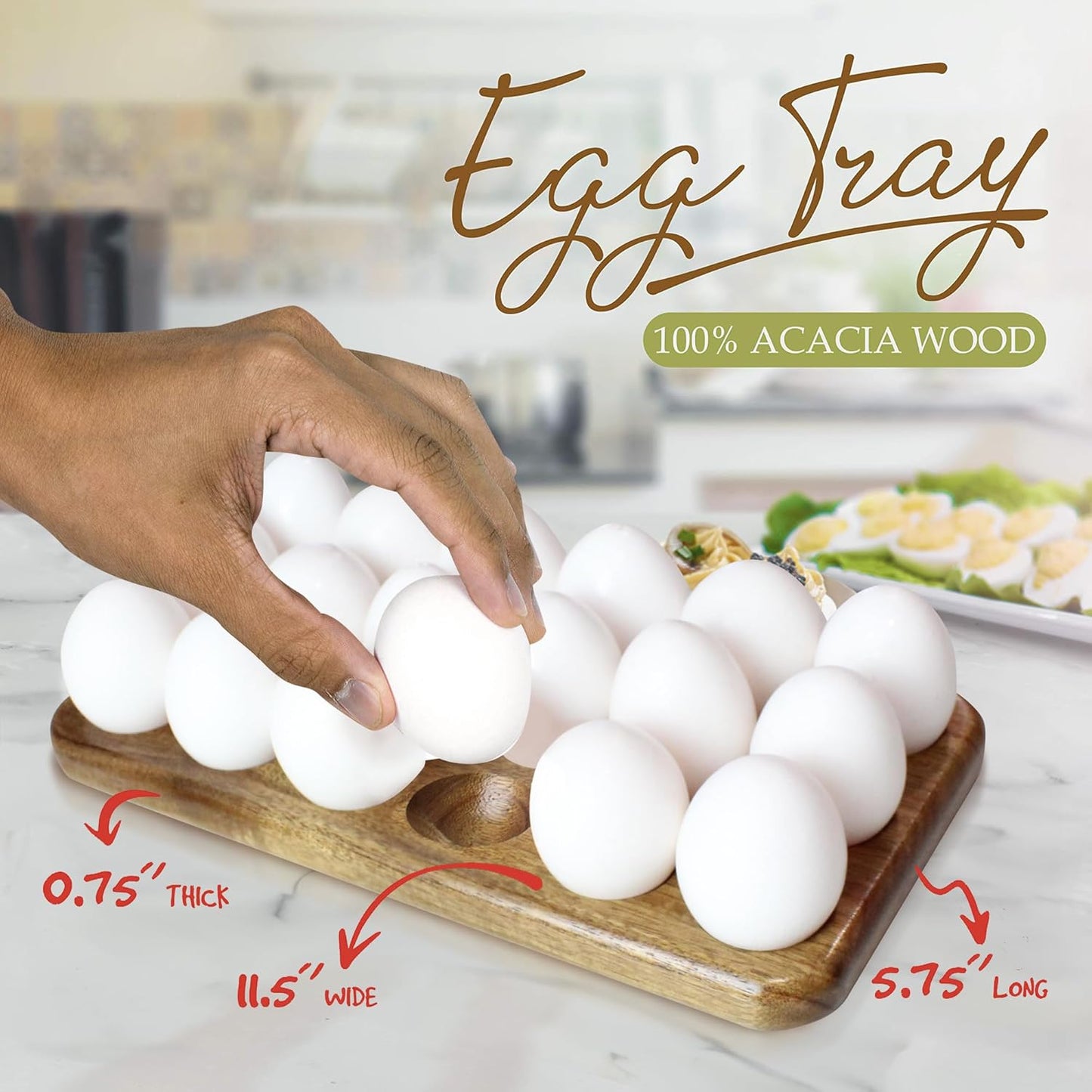 Gui's Chicken Coop Egg Tray - Rustic Wooden Egg Holder For Eggs Usable in Kitchen Refrigerator, or Countertop for Display or Storage - Easy to Clean… (18 Eggs)