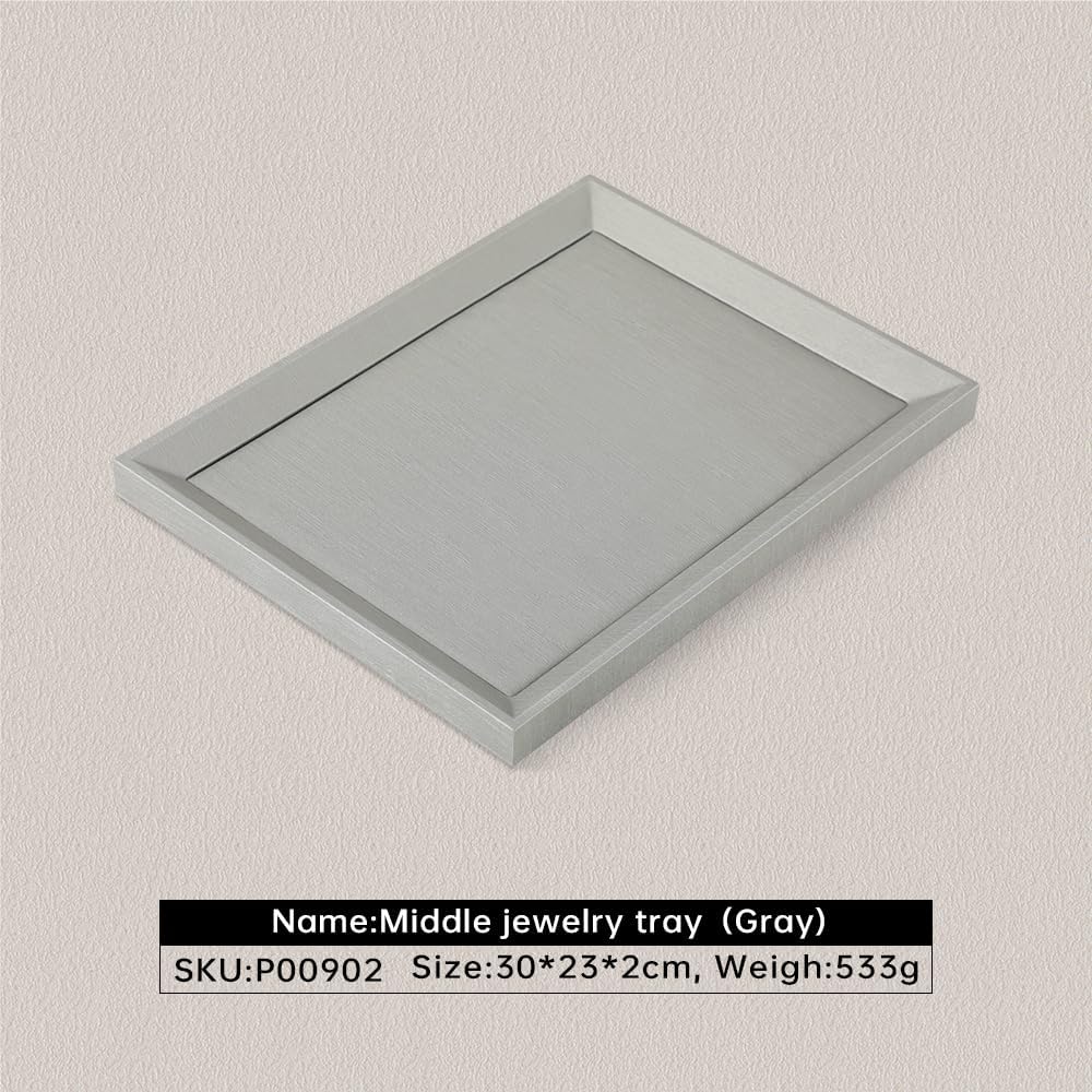 Leather Jewelry Tray, Premium Grey Organizer For Display