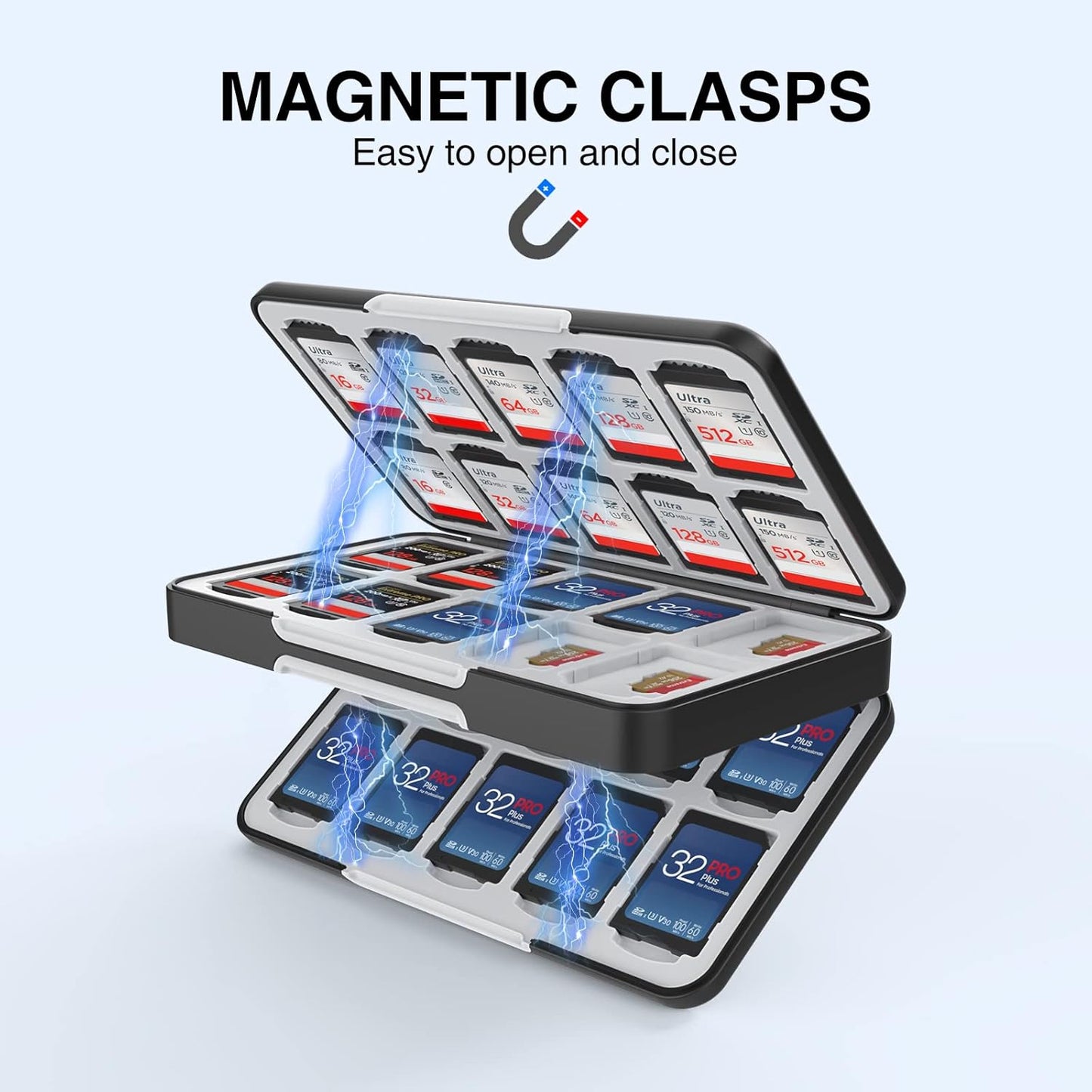 HEIYING SD Card Holder for Memory SD and TF Cards, Portable SDXC SDHC Memory Card Holder Case Compatible with 40 SDXC SDHC and 40 TF Cards Slots