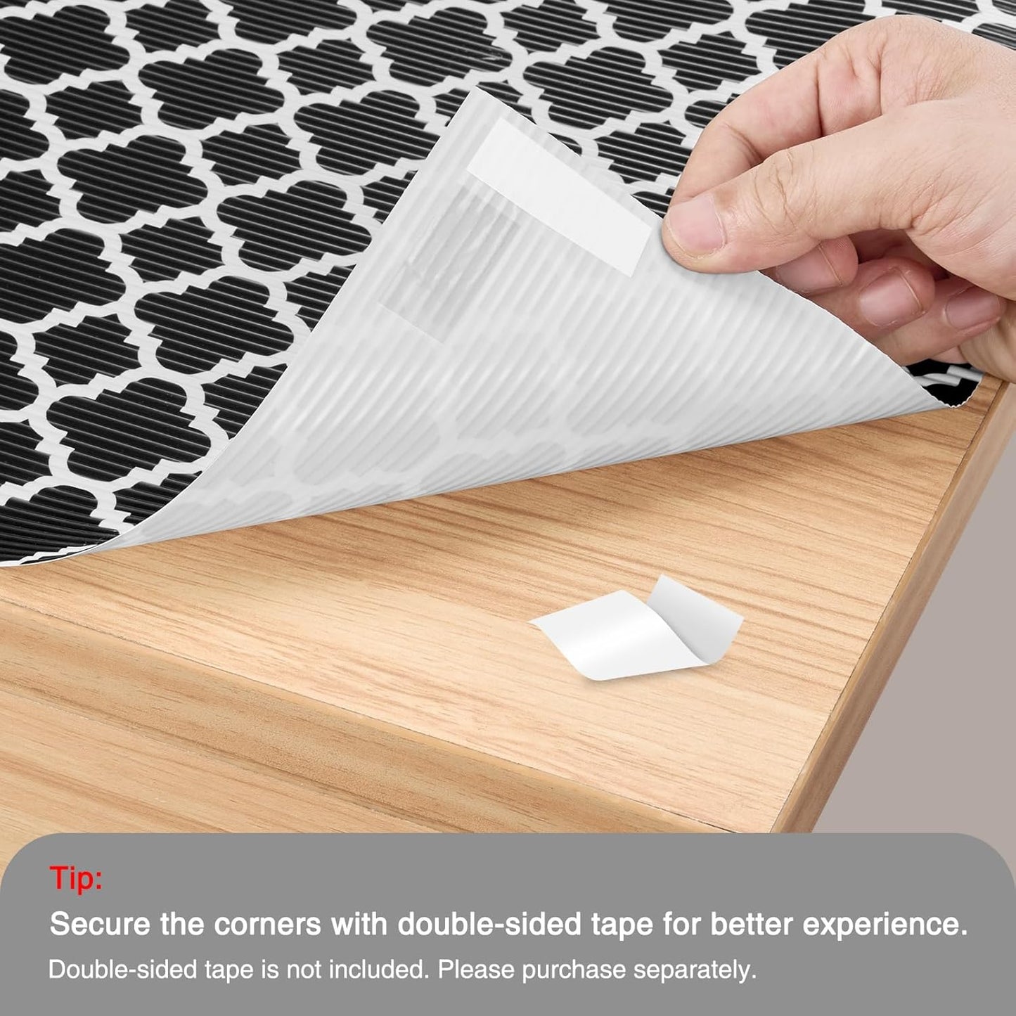 Glotoch Shelf Liners for Kitchen Cabinets 17.5” x 30 ft, Non Slip Drawer Liner, Waterproof Cabinet Liner for Wire/Pantry/Closet/Dresser-Non Adhesive, Heavy Duty, Quatrefoil, Black&White
