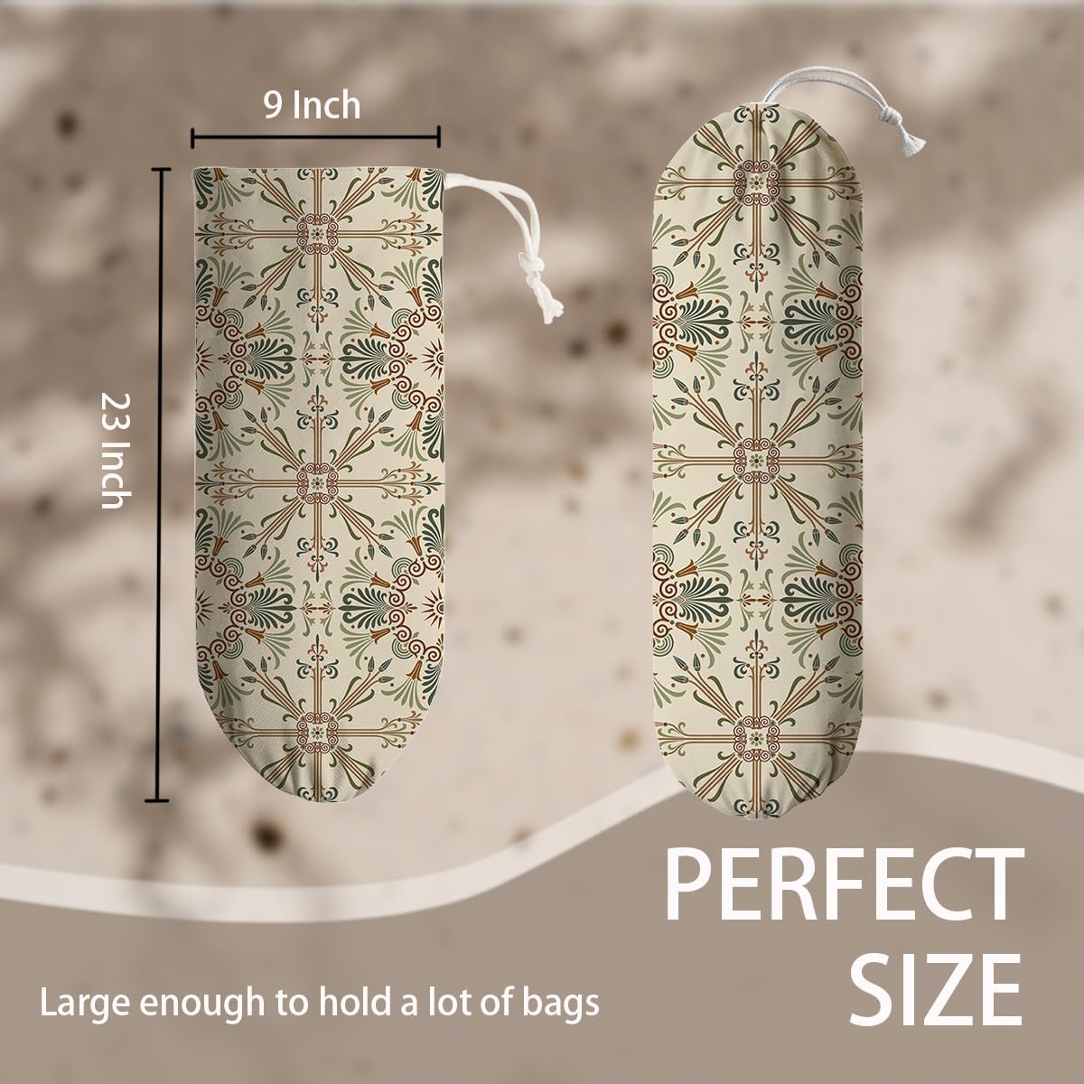 Boho Vintage Plastic Bag Holder, Reusable Grocery Bags Holder for Wall Mounting, Car Organizer, Boho Washable Shopping Bags Carrierfor Home Kitchen, Kitchen Pattern Garbage Bag 67