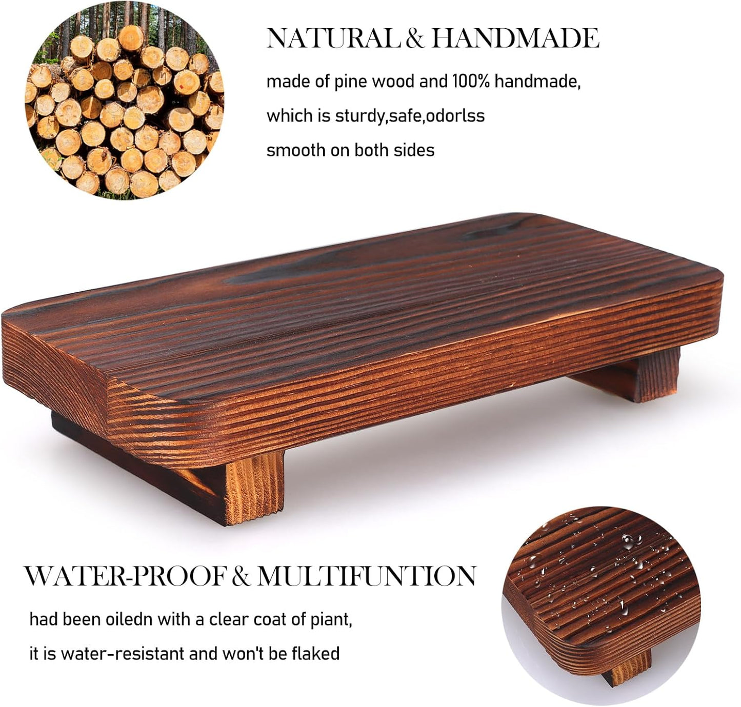 Small Brown Bathroom Decor Tray for Counter Dish Soap Holder Wooden Pedestal Stand for Kitchen Sink Soap Dispenser Wood Risers Kitchen Accessories Countertop Vanity Counter Decorative Tray