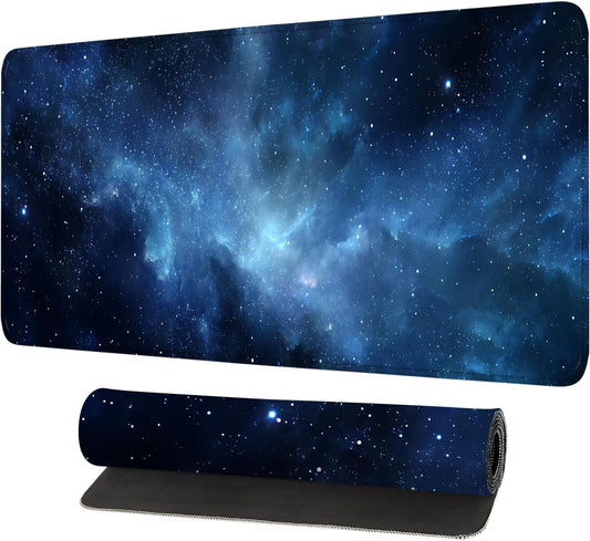 Galaxy Mouse Pad – Large Extended Desk Mat 31.5 x 11.8 in– Deep Space Nebula Starry Sky Design, Non-Slip Base, Waterproof Surface, Oversized Keyboard & Mouse Pad for Gaming or Office