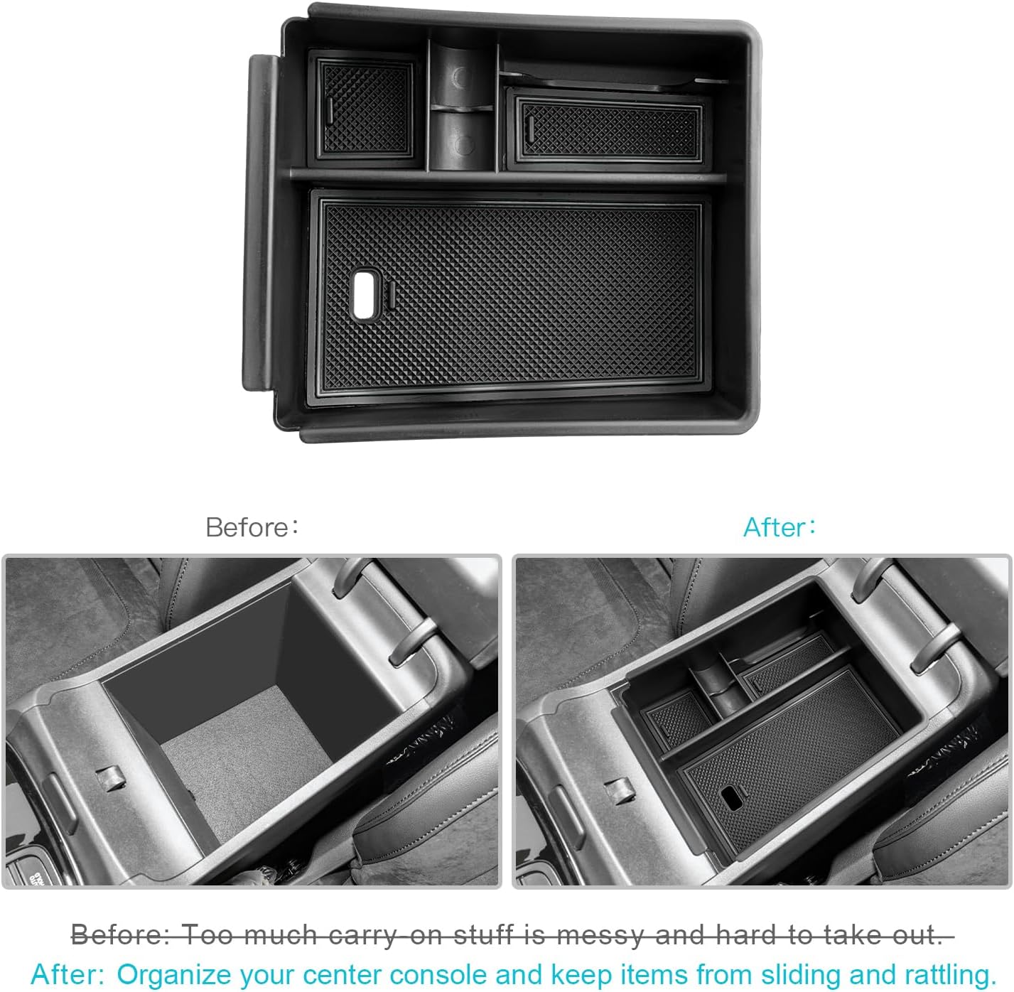 CDEFG for 2025 2026 Hyundai Tucson Center Console Organizer for 2025 2026 Hyundai Tucson (SE/SEL/XRT) Accessories Middle Console Armrest Storage Box(Not for PHEV/Limited/N-Line Models)