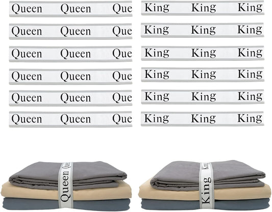 12 Pieces Bed Sheet Organizer Bands, Closet Organization Sheet Straps, Linen Labels Bedding Bands, Elastic Bed Sheet Storage Sheet Keepers （6PcsQueen 6PcsKing ）