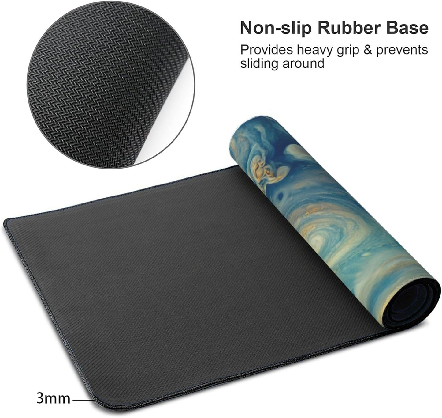 Spectacular Cosmic Planets Large Mouse Pad, Vintage Aesthetic Gaming Desk Mat, XXL Keyboard Desk Pad Mat for Desktop, 35.4"x15.7" Non-Slip Base Big Mousepad with Stitched Edges