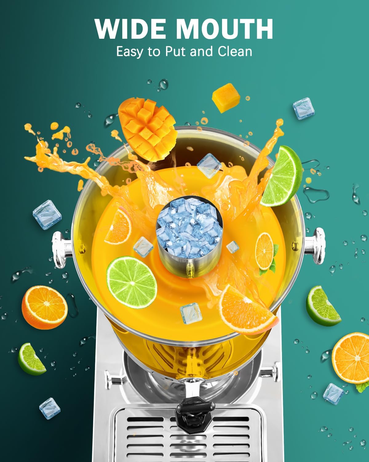 4 Gallon Large Drink Dispensers for Parties, [Easy-to-Clean Drip Tray Design] [Cold & Hot Dual-Use] Beverage Dispenser with Stand & Ice Core, Stainless Steel Juice Dispenser for Lemonade, Catering