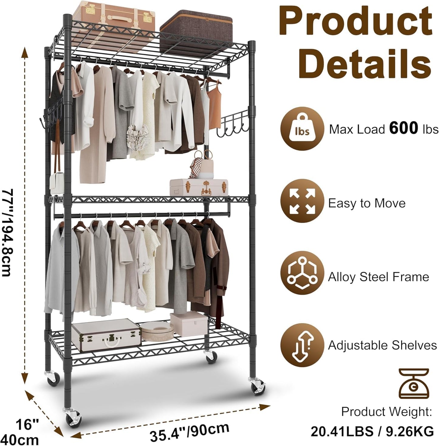 Whitmor Modern Industrial Wardrobe