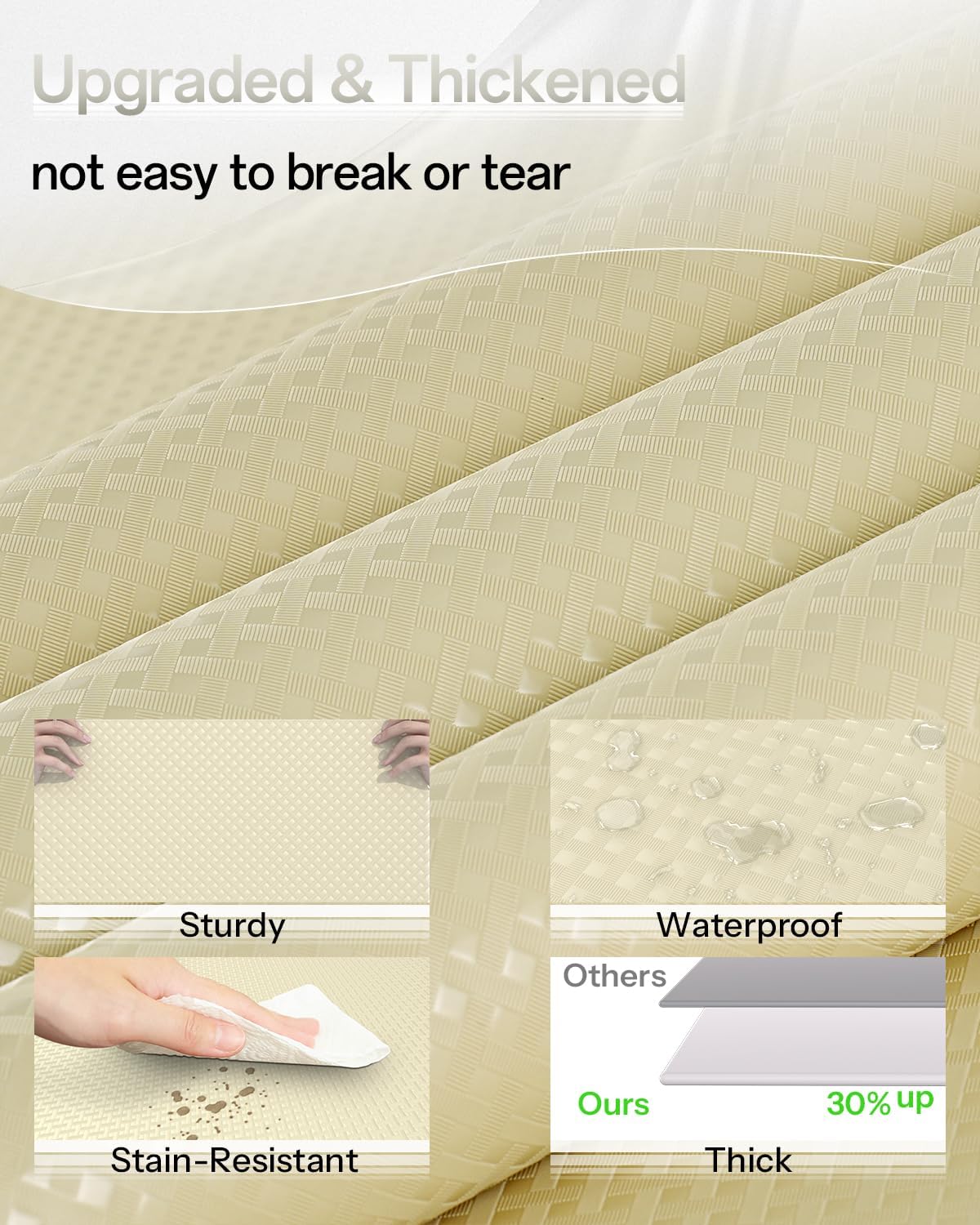 Shelf and Drawer Liner for Kitchen Cabinet, Non-Adhesive 12in x 240in Waterproof Contact Paper Refrigerator Liners Thickened Durable EVA Material Non Slip Mat for Dresser Cupboard Pantry Protector