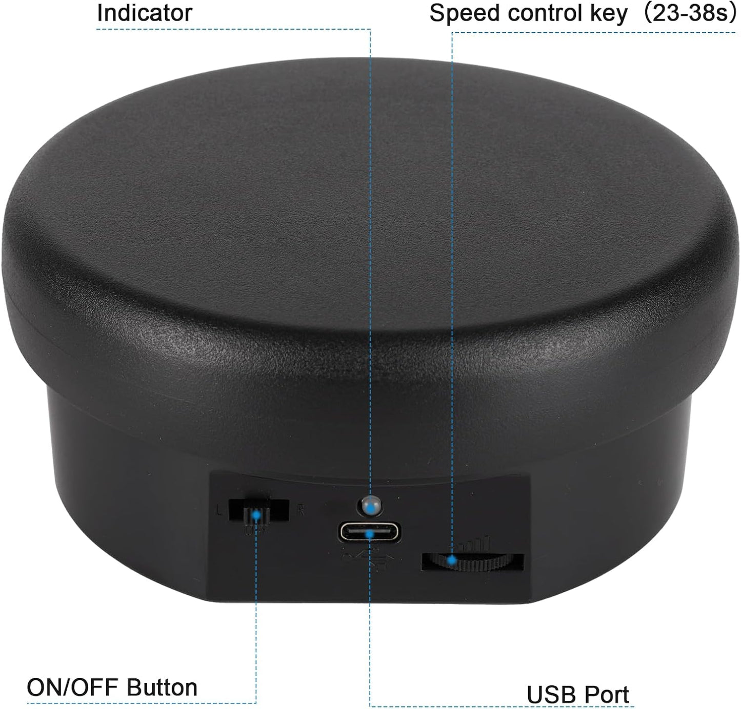 360° Motorized Rotating Display with Type-C Cable, 4.7in / 6.6lb Electric Rotating Platform for Jewelry Photography Products Live Show Video shoot, Mushroom Rotating Stand for 3D Model Cake Black