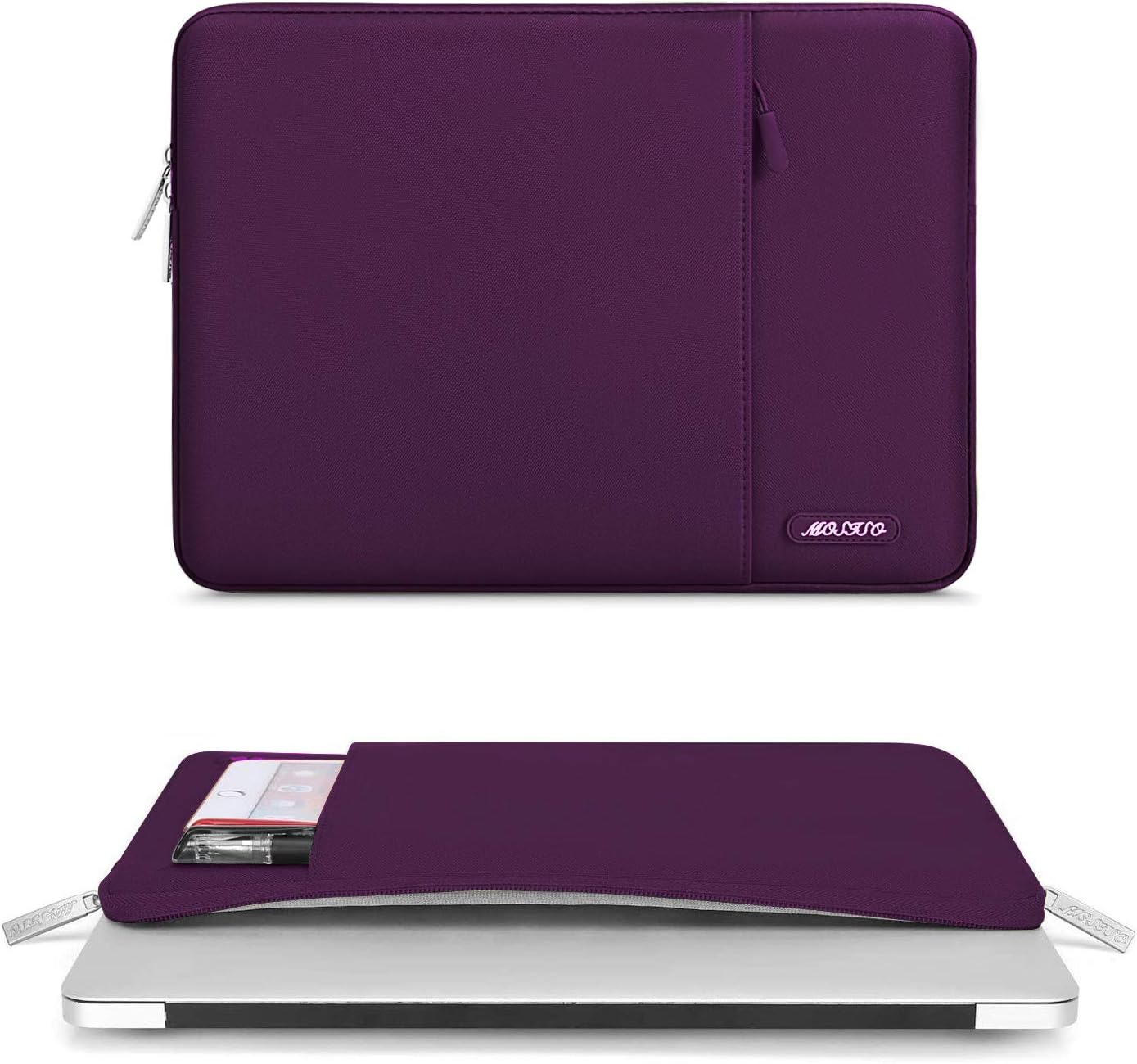 MOSISO Laptop Case 14 inch, 14 inch Laptop Sleeve Compatible with HP Lenovo Dell ASUS Acer, HP Stream, Dell Latitude, Lenovo IdeaPad, Polyester Vertical Computer Sleeve Bag with Pocket, Magenta Purple