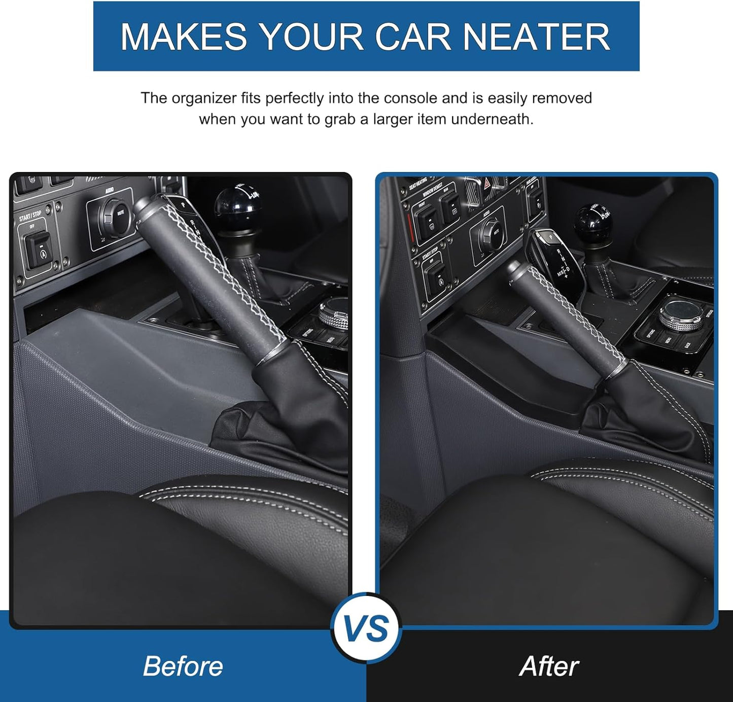 Center Console Organizer Compatible with INEOS Grenadier 2020-2024, Handbrake Storage Organizer ABS Material Insert Tray Accessories (Black)