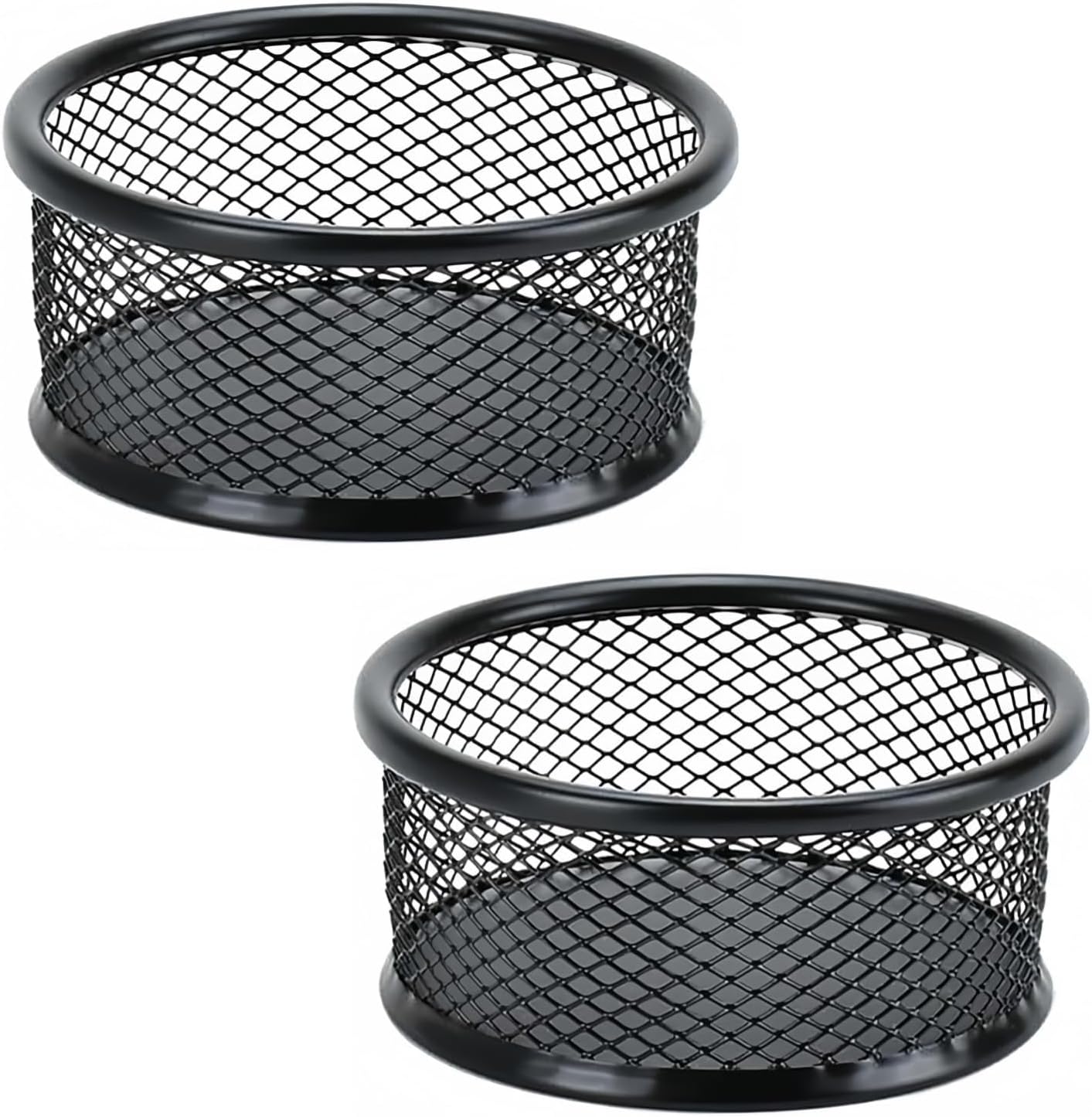 2Pcs Black Minimalist Metal Paper Clip Holder Mesh Paperclip Bowl Binder Clip Dispenser Desk Bobby Pin Container Organizer for Home Office Classroom School Desk Supplies Holders and Dispensers