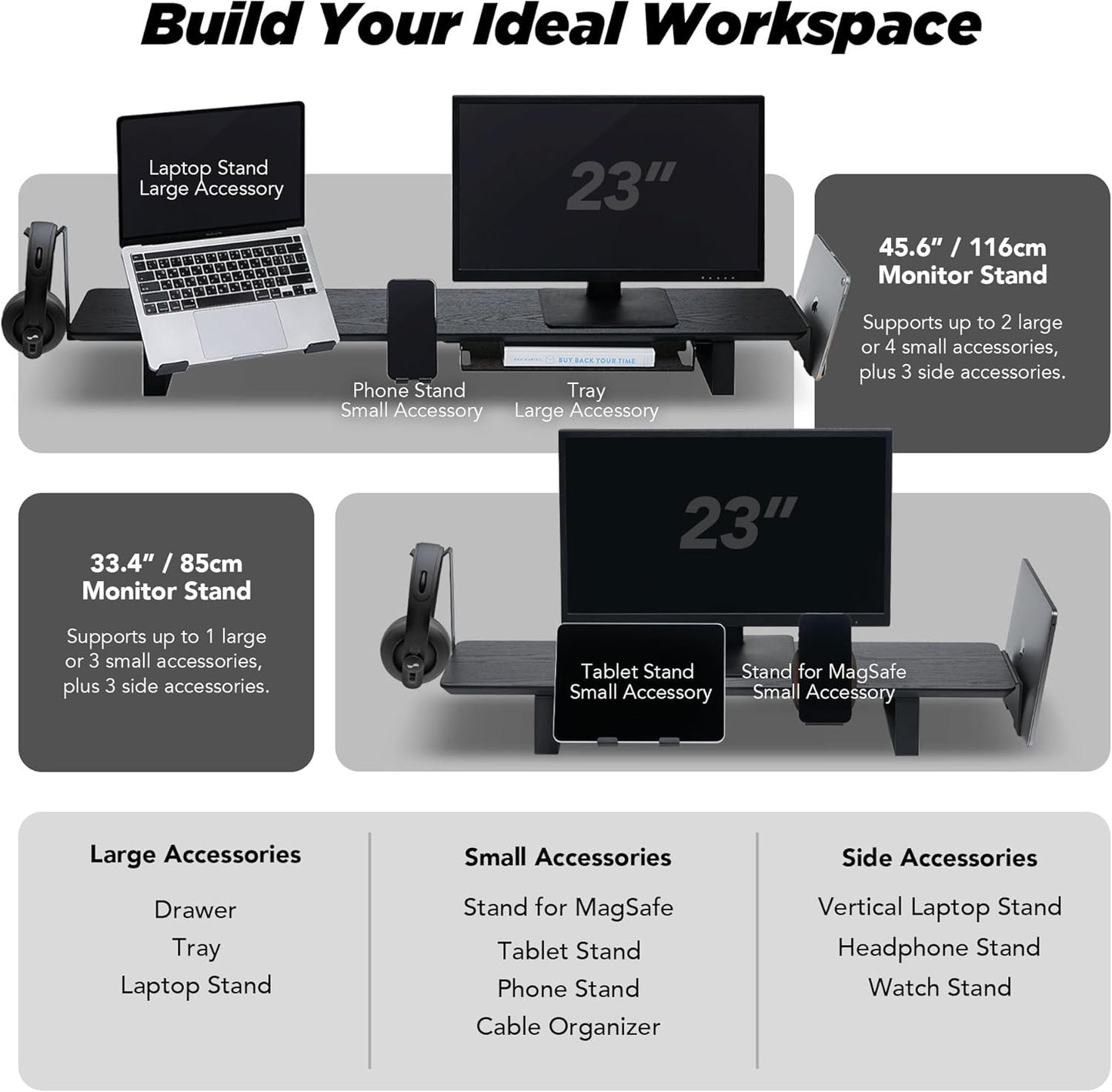 Moodular Add-ons Phone Stand [Accessory Only - Requires Moodular Wooden Monitor Stand Slide Rails for Use] Black MSA-PS