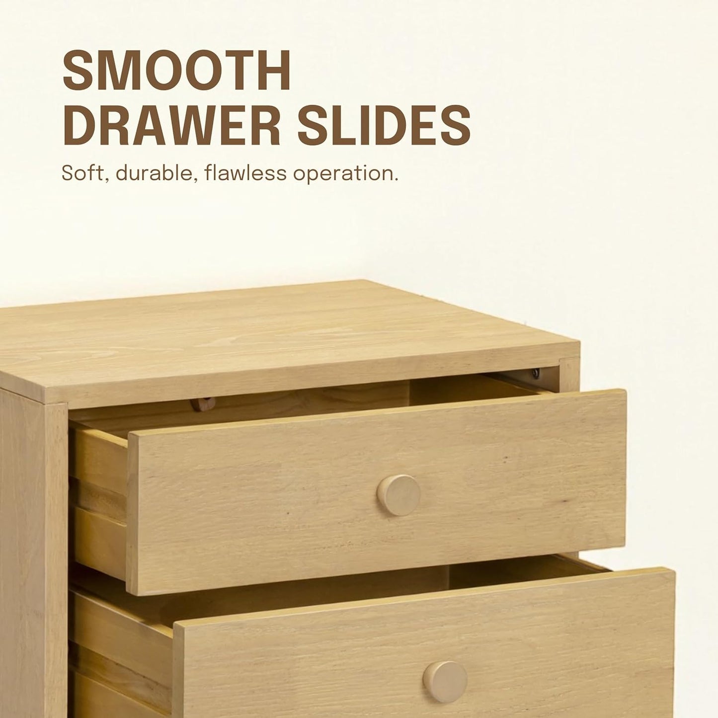 NTC Lux Nightstand with 2 Drawers, Featuring Adaptable Design, 150 lbs Load Capacity, Water-Resistant, Elevate Your Space, Easy Assembly - Sand