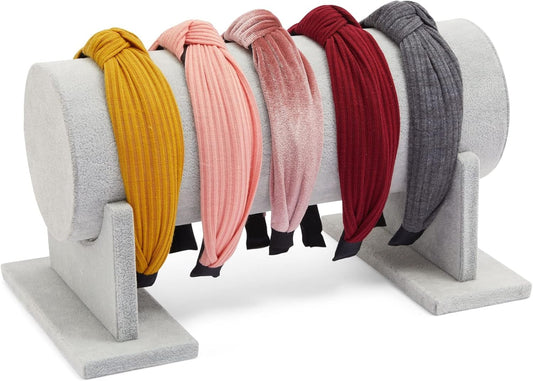 Juvale Velvet Headband Holder Stand - 12.2 x 6.5 x 6.7 Inches, Gray Velvet - Hair Accessories Organizer & Headband Rack - Bracelet Display & Jewelry Stand