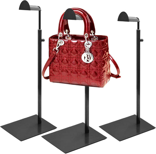 3 Pack Purse Display Stand,Black Purse Rack Stainless Steel Handbag Display Stands Height Adjustable Hook Stands,for Commercial Stores and Parties