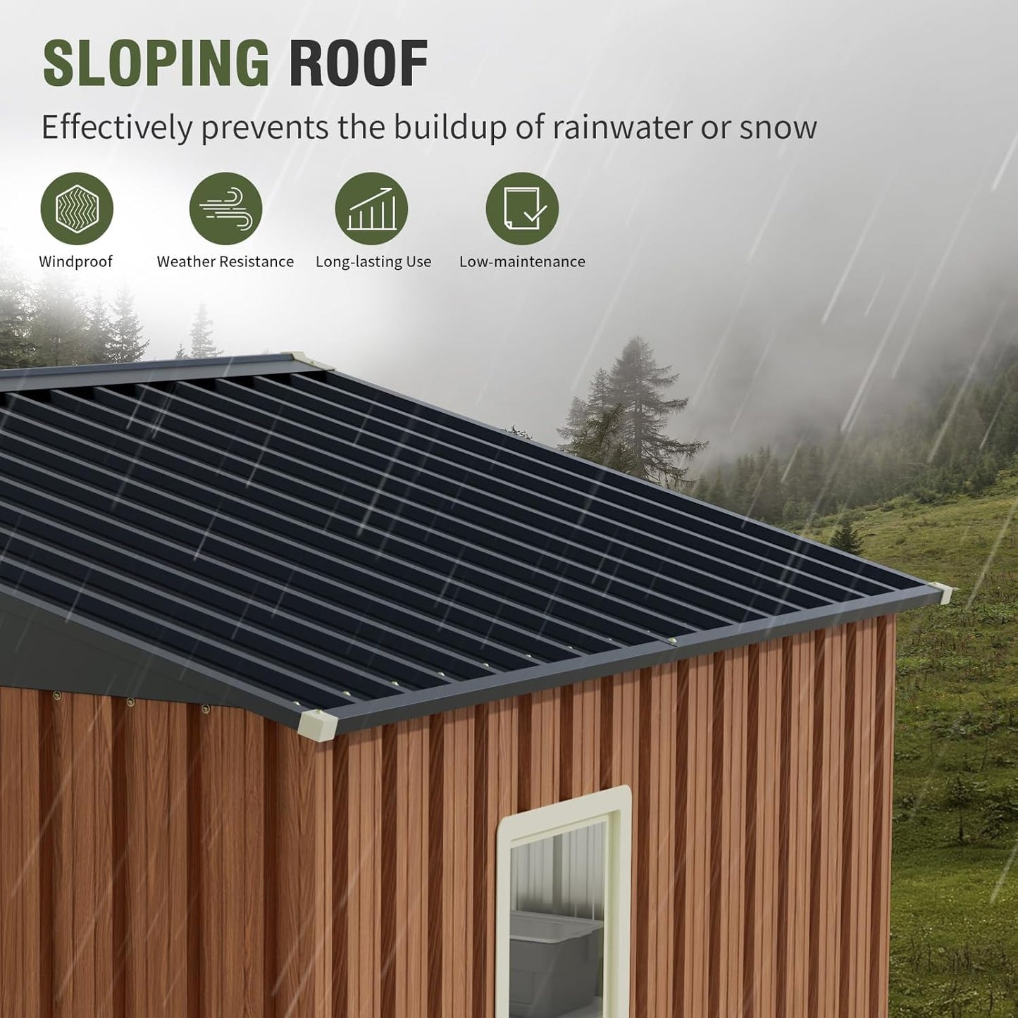 8x6 Ft Outdoor Metal Shed, Storage Garden Shed with Lockable Doors & Vent, Multi-Used Shed for Backyard, Patio, Lawn and Tool & Bicycle Storage