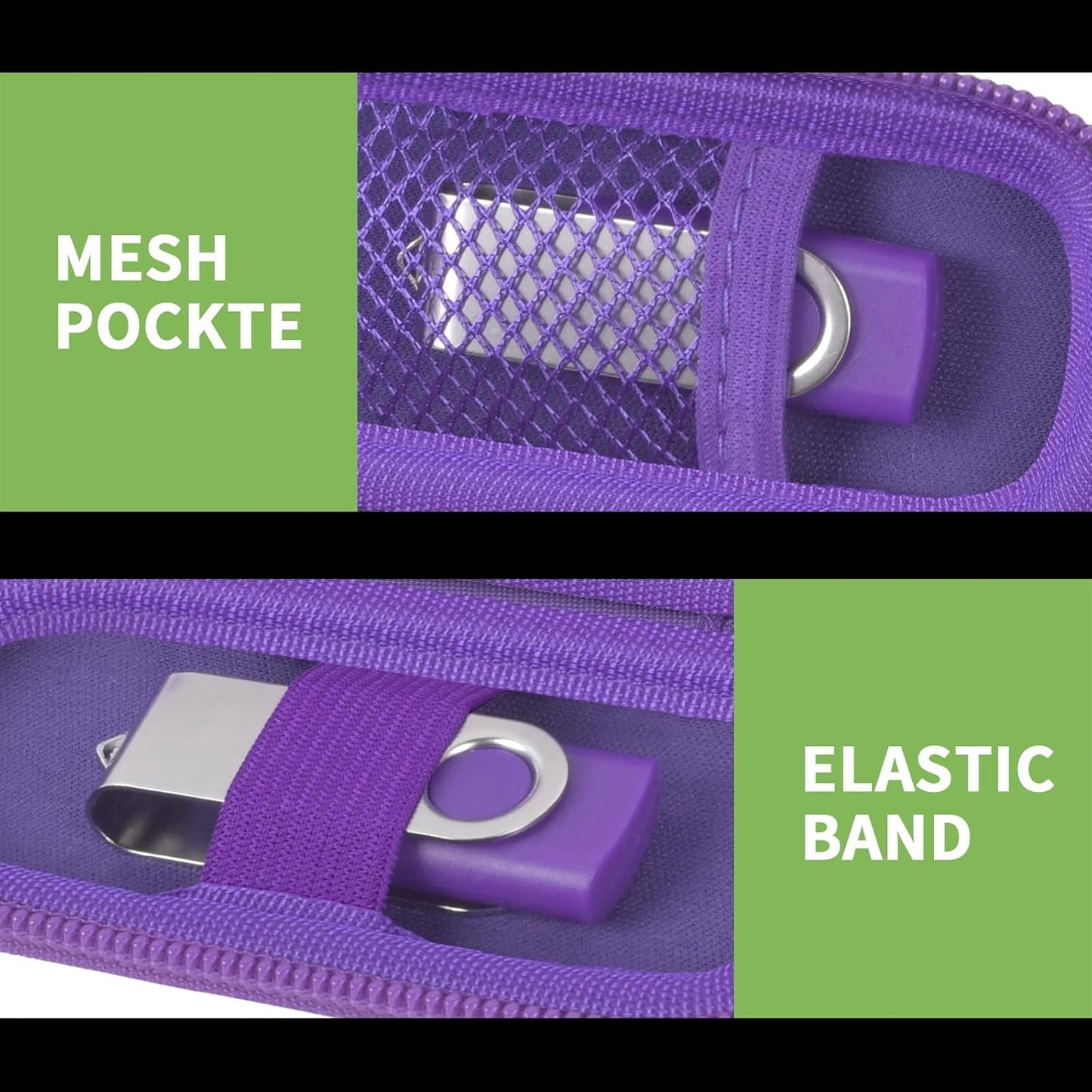 USB Flash Drive Case, SD Card Holder Compatible with Thumb Drive, Memory Cards, SDXC SDHC Storage Bag, Electronic Accessories Organizer for SanDisk for Samsung for Inland (Purple)