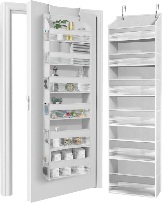 HOMELUX THEORY Over The Door Organizer Hanging - 50lbs Load 6 Large Front & 12 Side Pockets, 1 Pack Over The Door Shoe Organizer, Hanging Closet Organizer For Toys, Diaper, Purse, Sewing (Light Gray)
