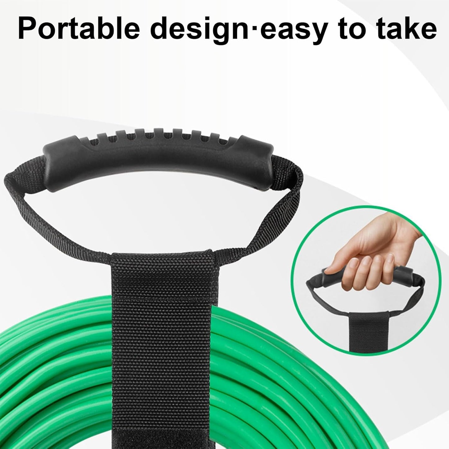 Cord Organizer Strap - Portable Extension Cord Holder with Handle | Sturdy Nylon Storage Strap for Workshop Garage Basement Utility Rooms Ensuring Easy Carry and Neat Cable Management