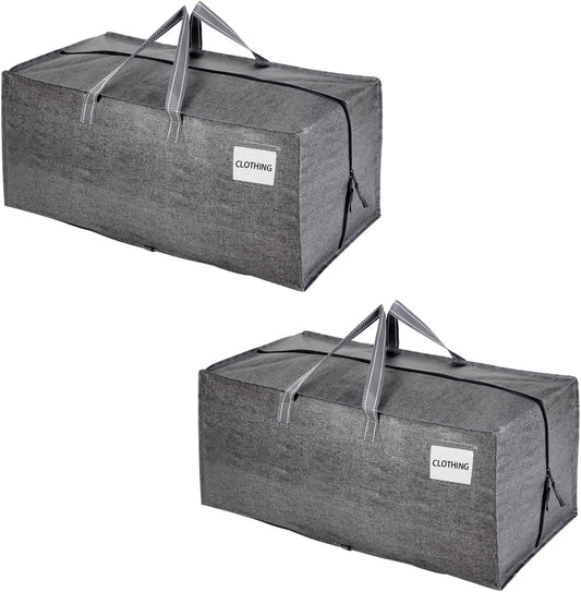 VENO 2 Pack Moving Bags w/Backpack Straps, Heavy Duty, Moving Boxes Alternative, Packing Supplies, Large Storage Totes for Dorm Room Essentials with Zipper for Clothes (Gray, 2 Pack)