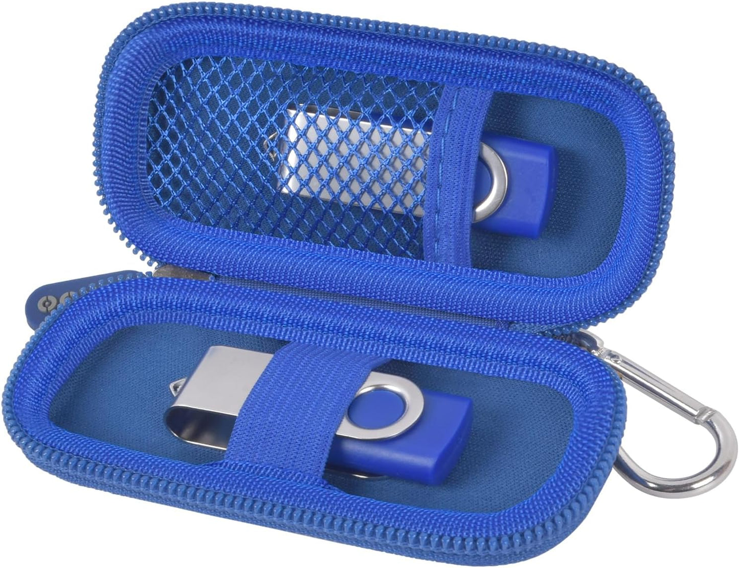 USB Flash Drive Case, SD Card Holder Compatible with Thumb Drive, Memory Cards, SDXC SDHC Storage Bag, Electronic Accessories Organizer for SanDisk for Samsung for Inland (Blue)