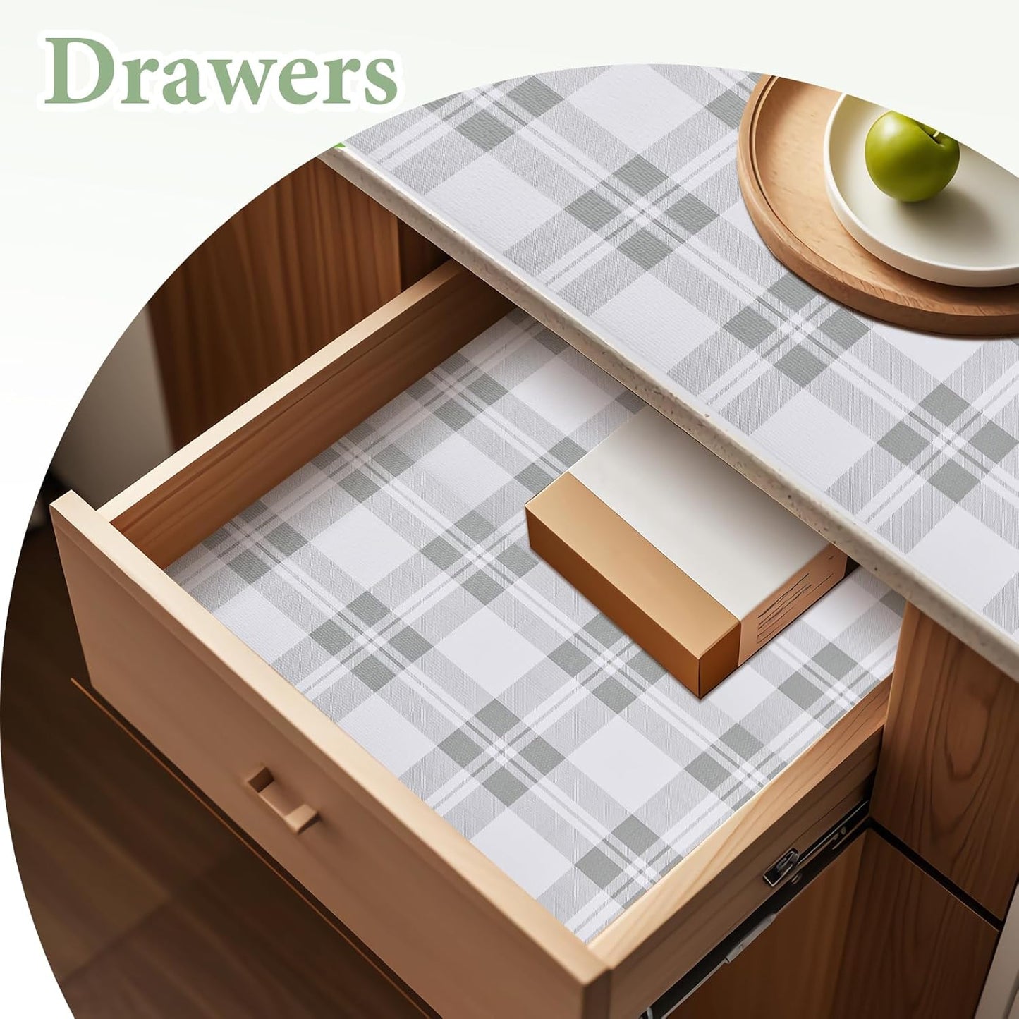 Drawer and Shelf Liner for Kitchen Cabinet: 12 in X 20 Ft Non Slip Waterproof Shelf Paper Non Adhesive Refrigerator Liners Light Grey Lattice Easy Liners for Bathroom