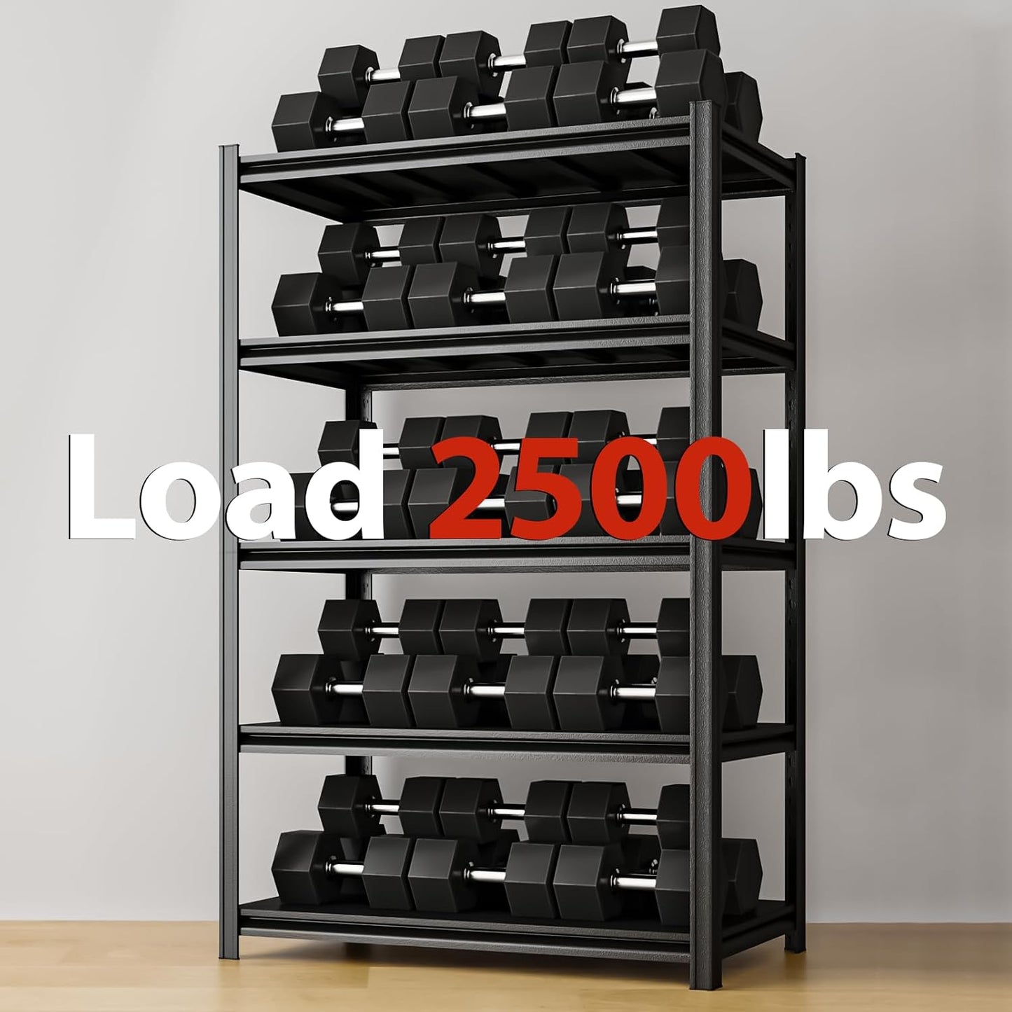 35" W Father&I Industrial Heavy-Dudy Garage Shelving Units/Systems: Metal 5-T Storage Shelves Adjustable for Basement/Closet/Tote/Kitchen/Pantry Organization, 72" H*35" W *15.7" D, Black