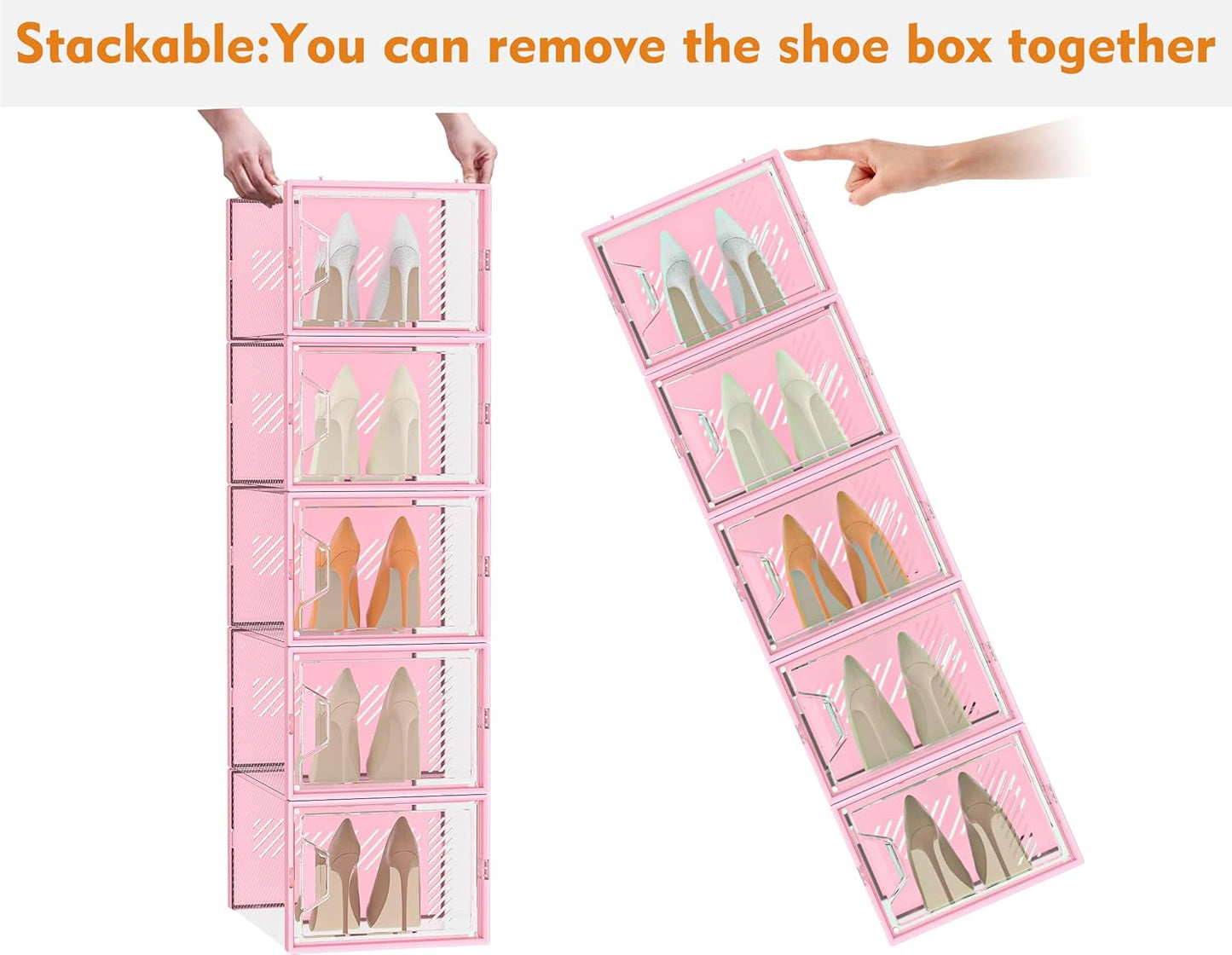 Shoe Storage, 12 Pack X-Large Shoe Organizer for Closet, Shoe Boxes Clear Plastic Stackable Shoe Storage Boxes for Size 13