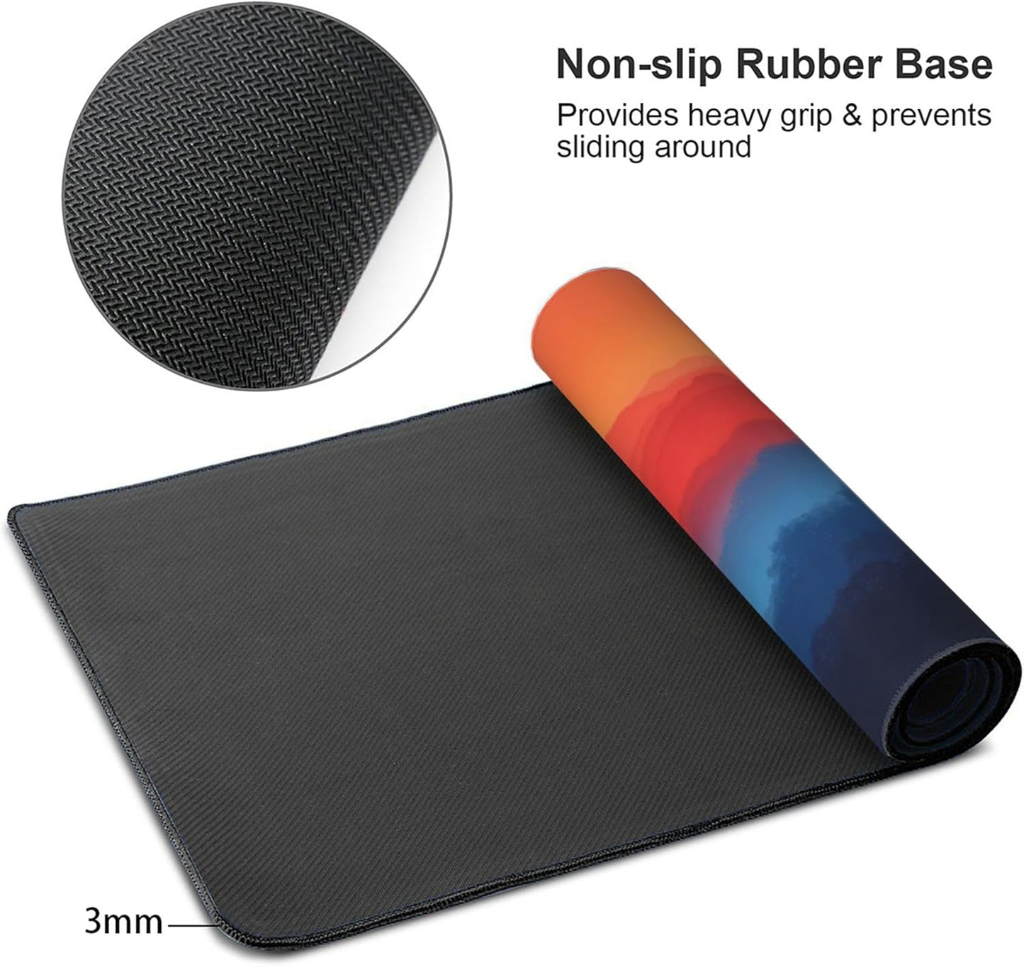 Twilight Mountain Palm Trees Large Mouse Pad, Vintage Aesthetic Gaming Desk Mat, XXL Keyboard Desk Pad Mat for Desktop, 35.4"x15.7" Non-Slip Base Big Mousepad with Stitched Edges